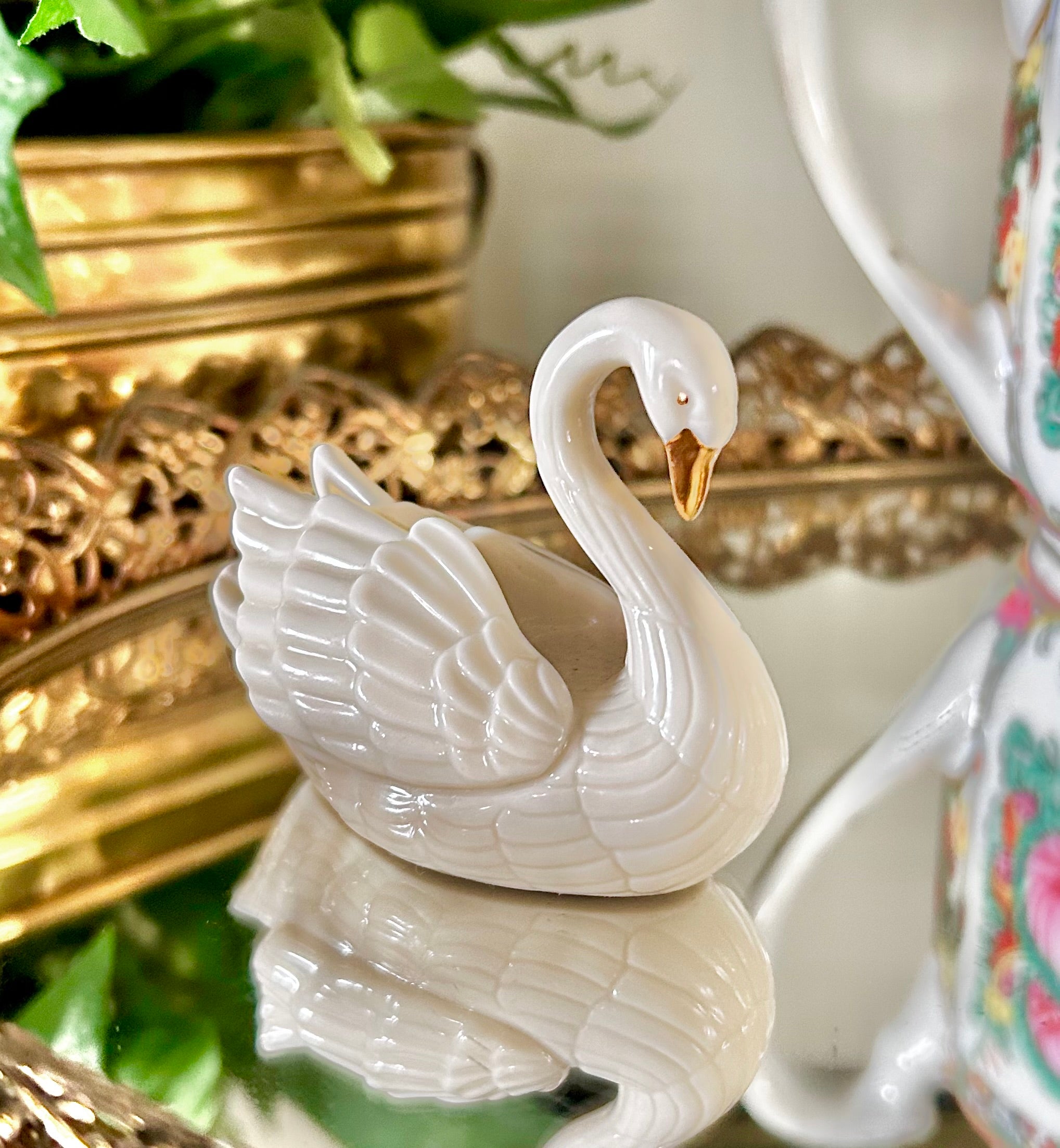 Vintage Lenox Swan Placecard Holder 24k Gold Trim