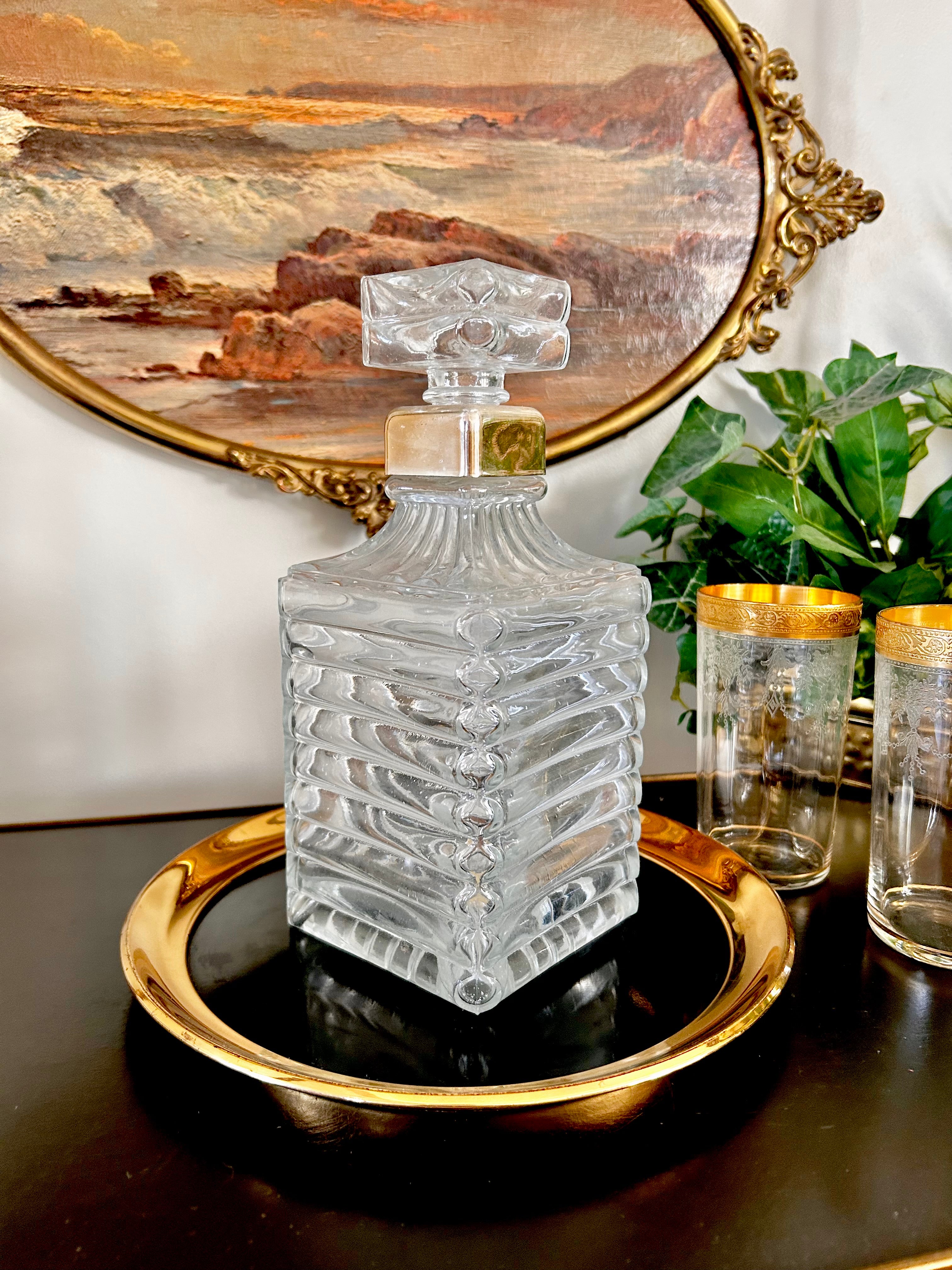 Vintage Italian Square Cut Liquor Bottle