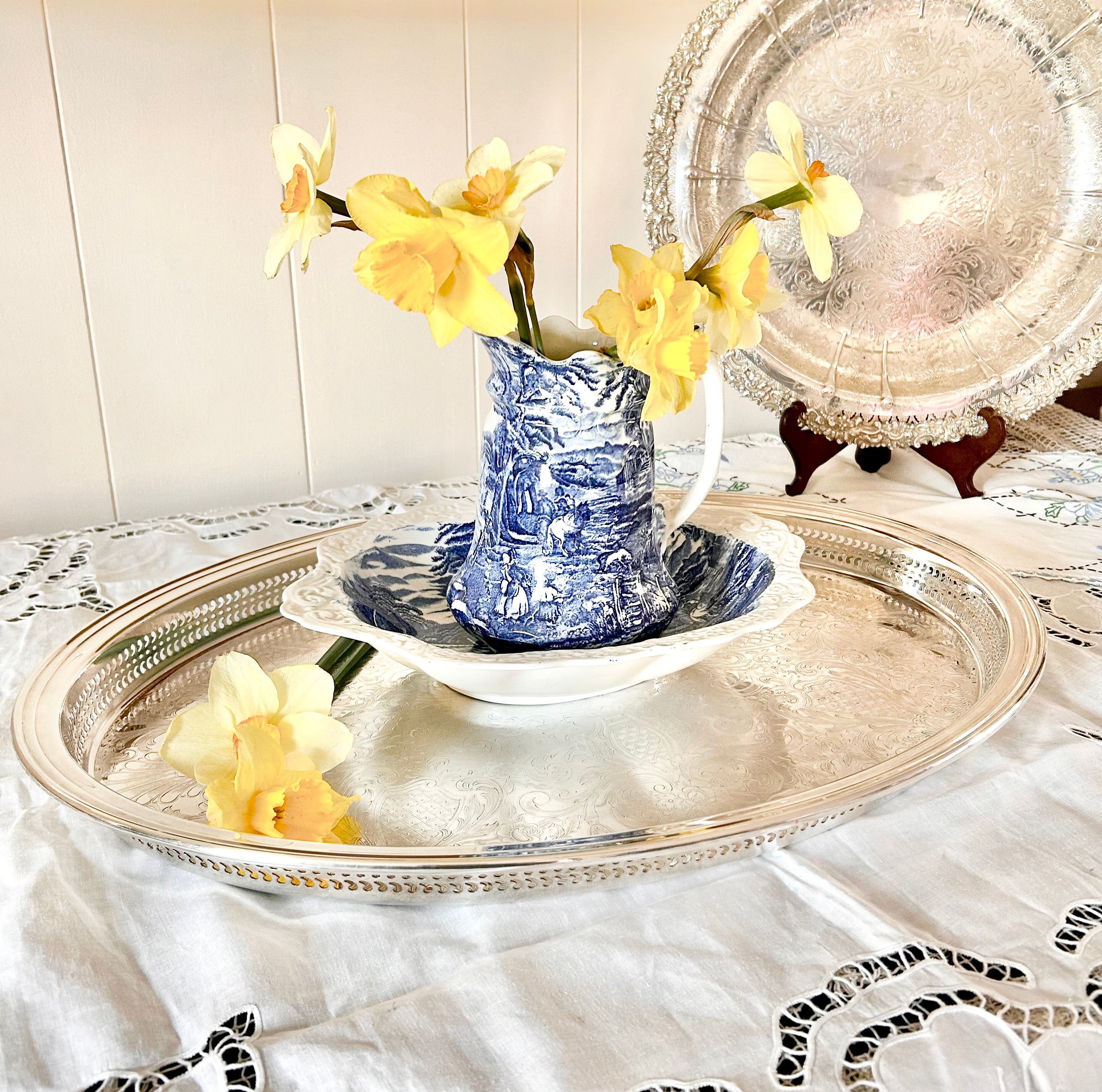 Vintage 22 Inch Silver plate Tray