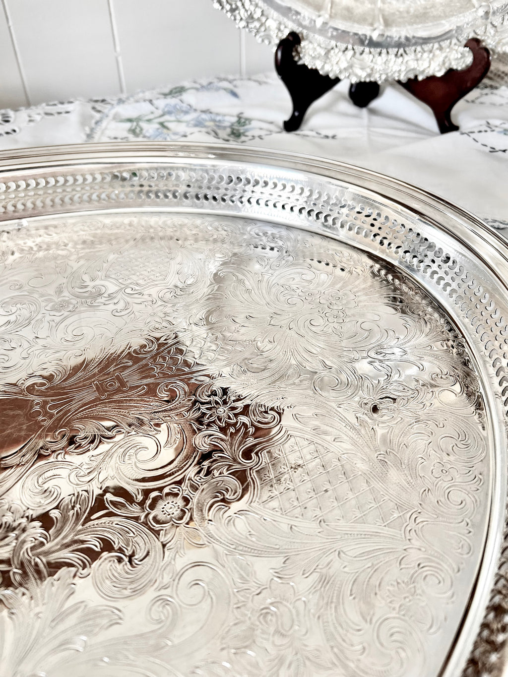 Vintage 22 Inch Silver plate Tray