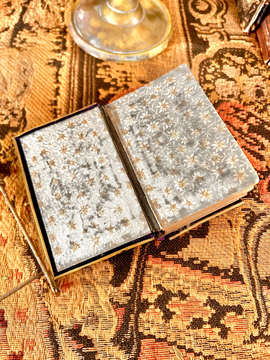 Antique 1880s Velvet Brass Pocket Prayer Book