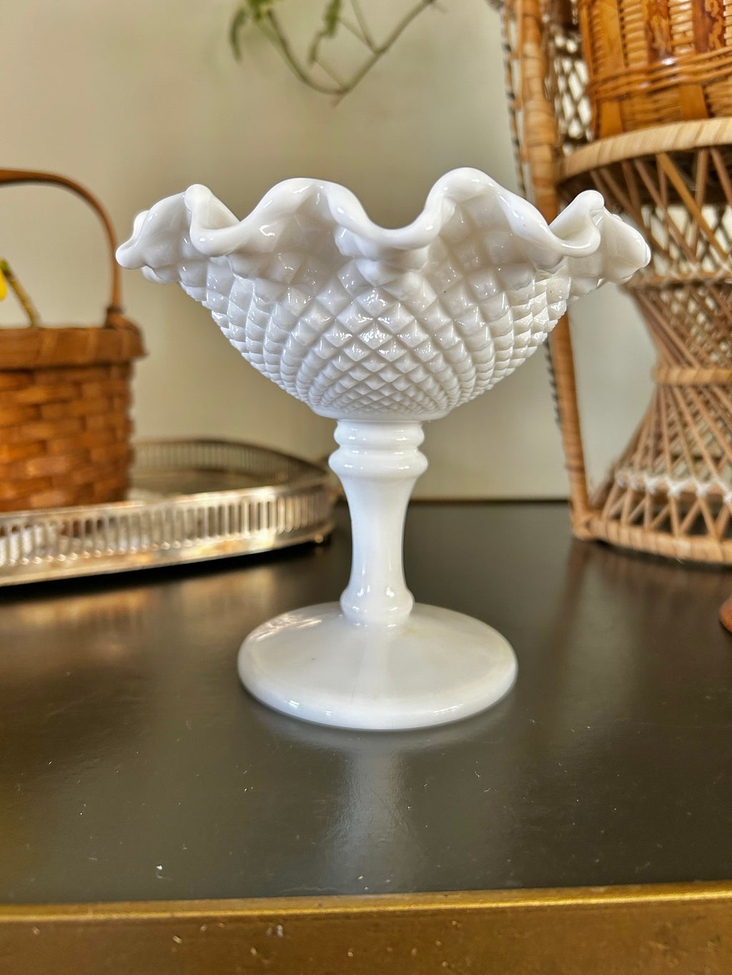 Vintage Milk Glass Compote by Westmoreland