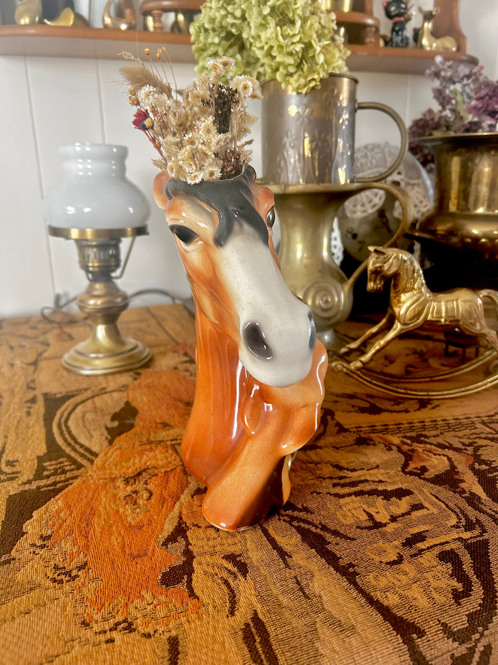 Vintage Royal Copley Ceramic Horse and Foal Vase