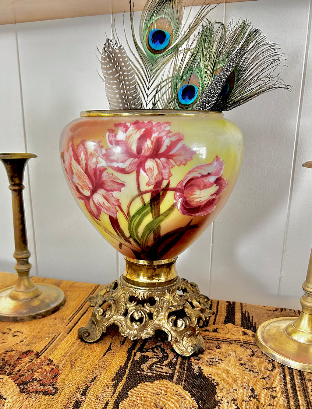 Vintage Glass Hurricane Lamp Base