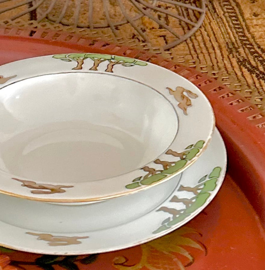 Antique Handpainted Krautheim Porcelain Bowl and Plate
