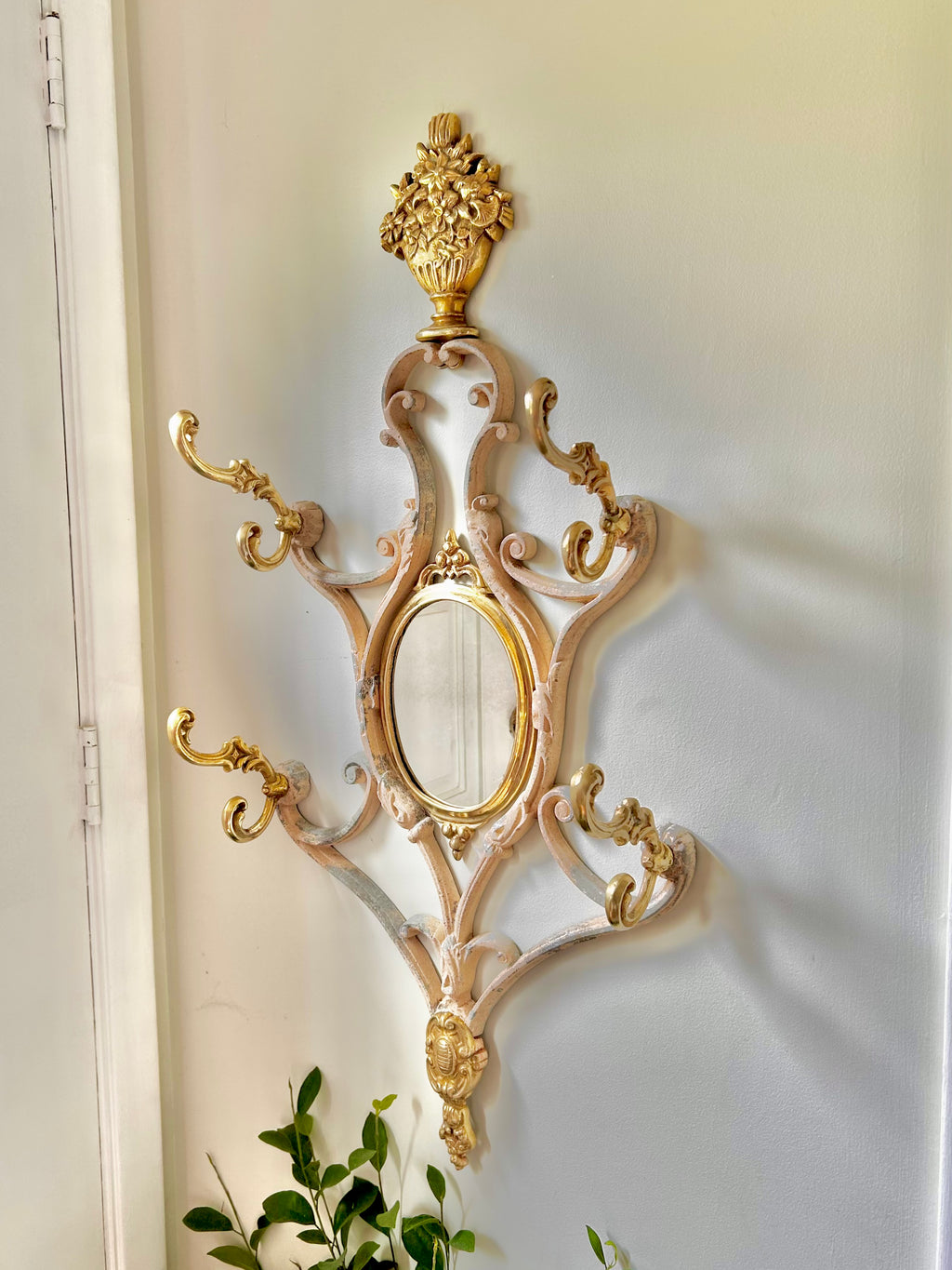 Antique French Solid Brass and Cast Metal Mirror Wall Hooks