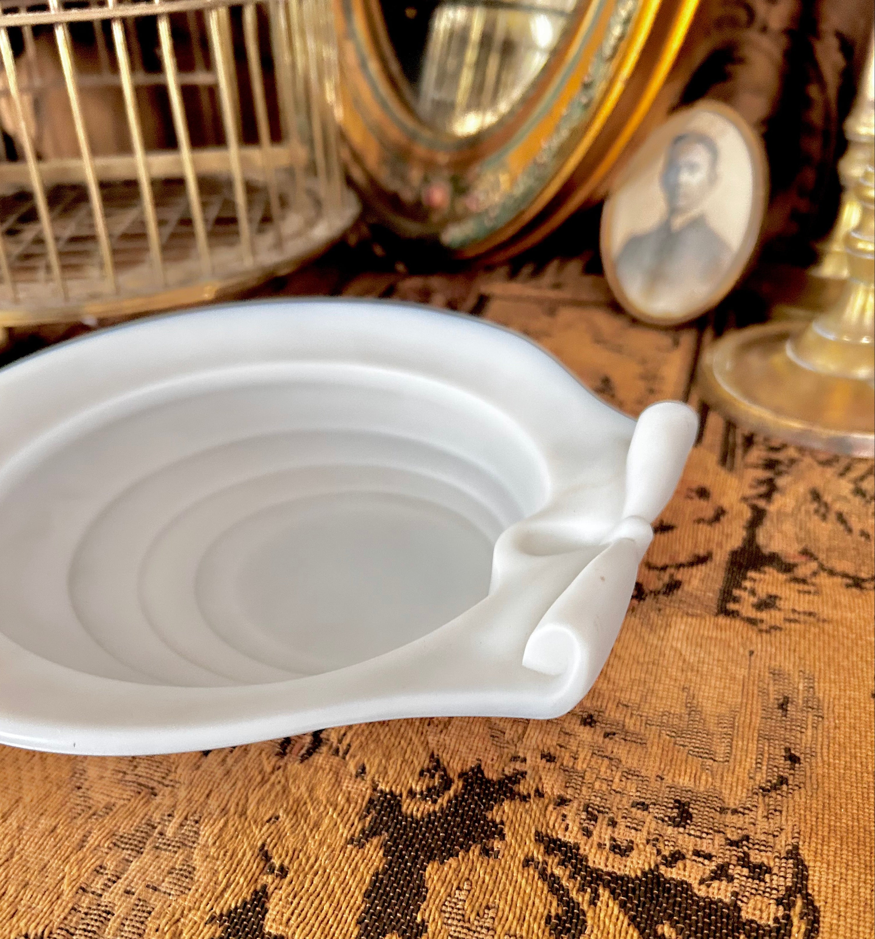Antique French Opaline Glass Welled Seashell Dish