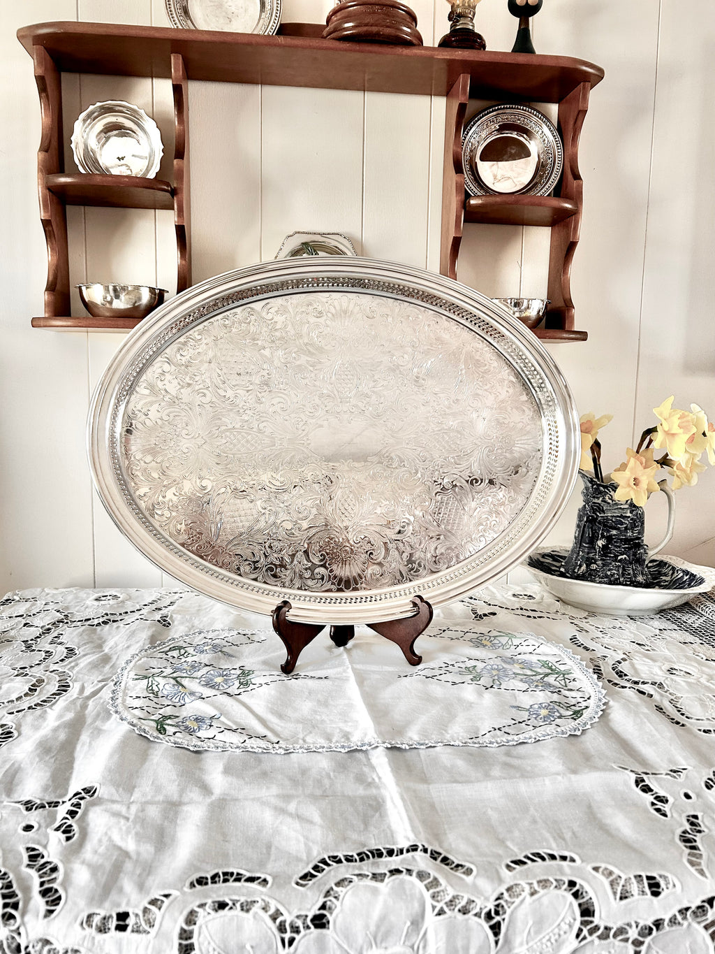Vintage 22 Inch Silver plate Tray