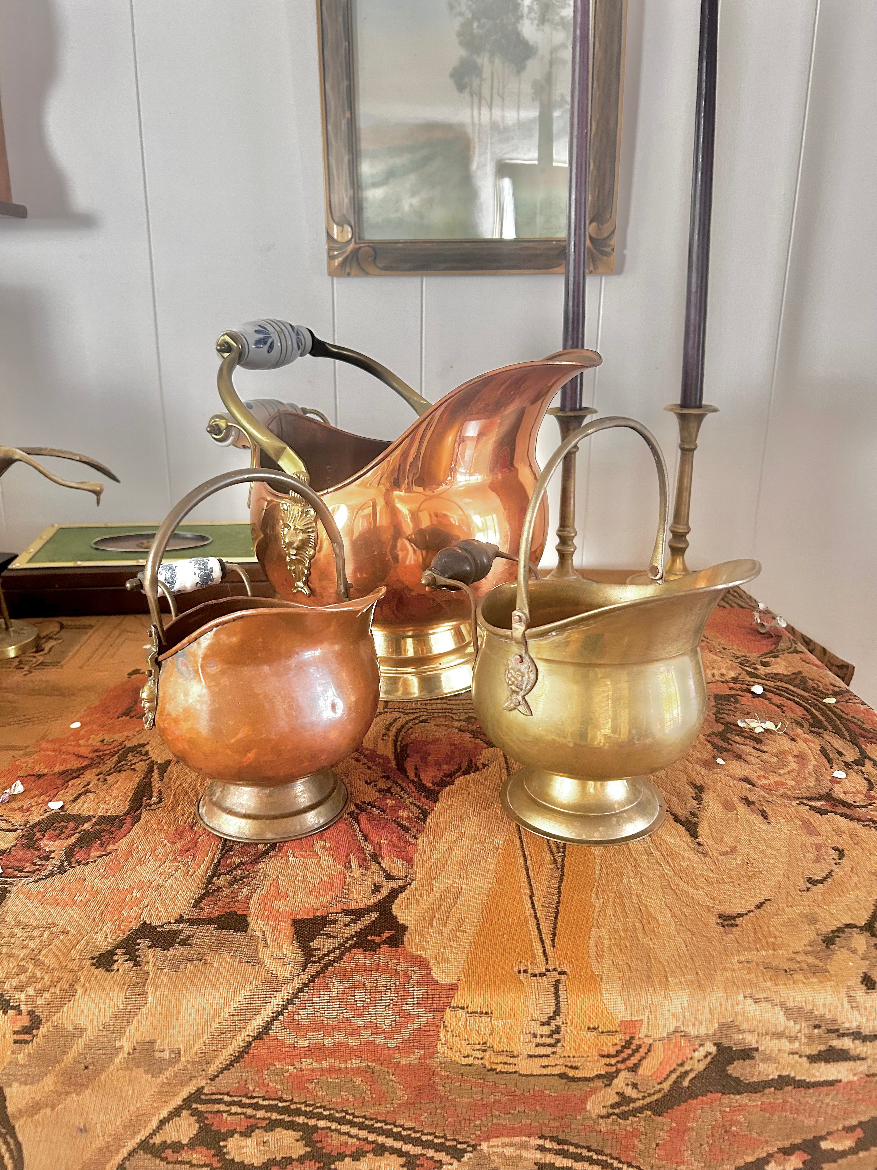 Vintage Copper and Brass Scuttles