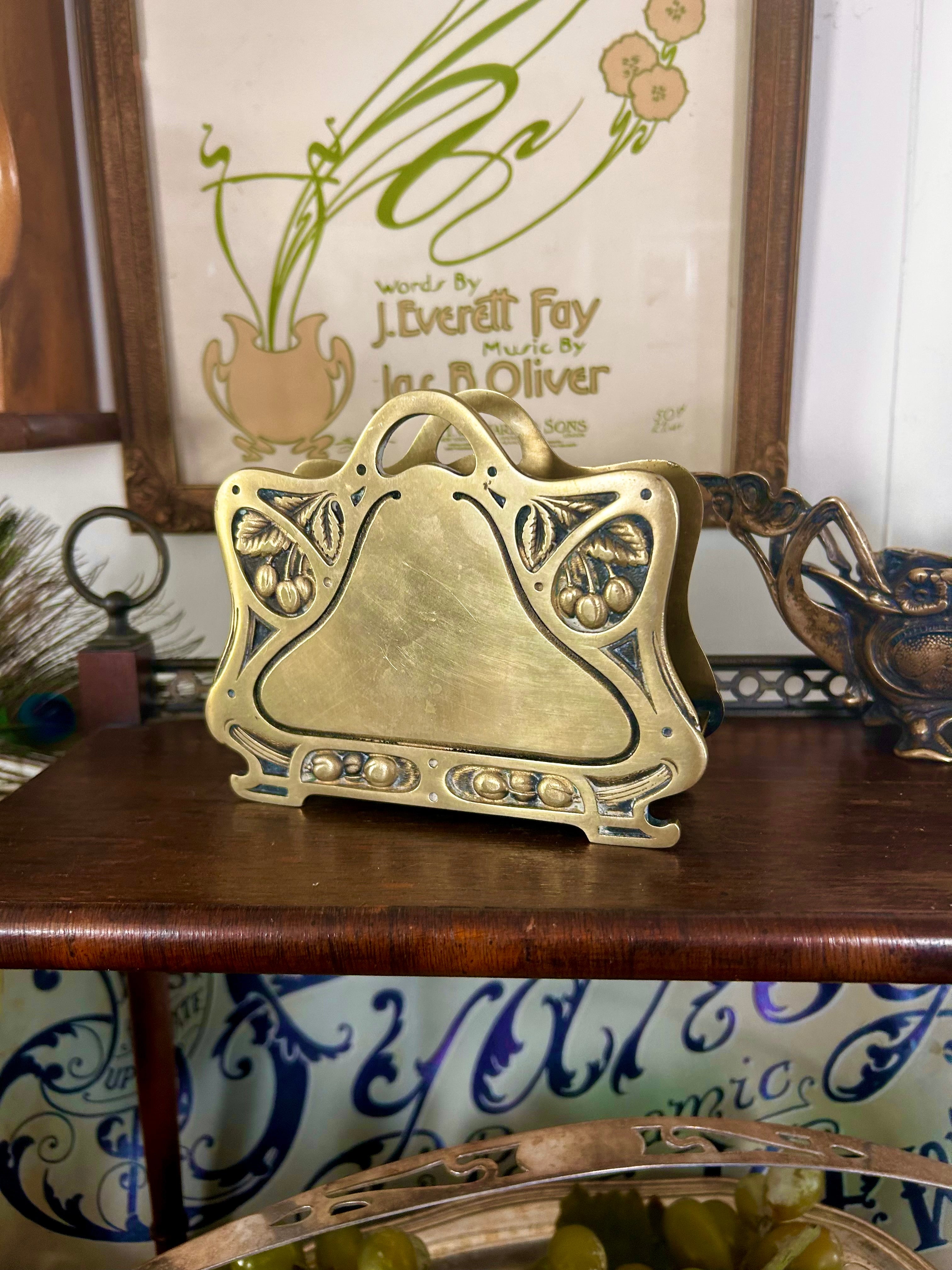 Antique Art Nouveau Brass Letter Holder