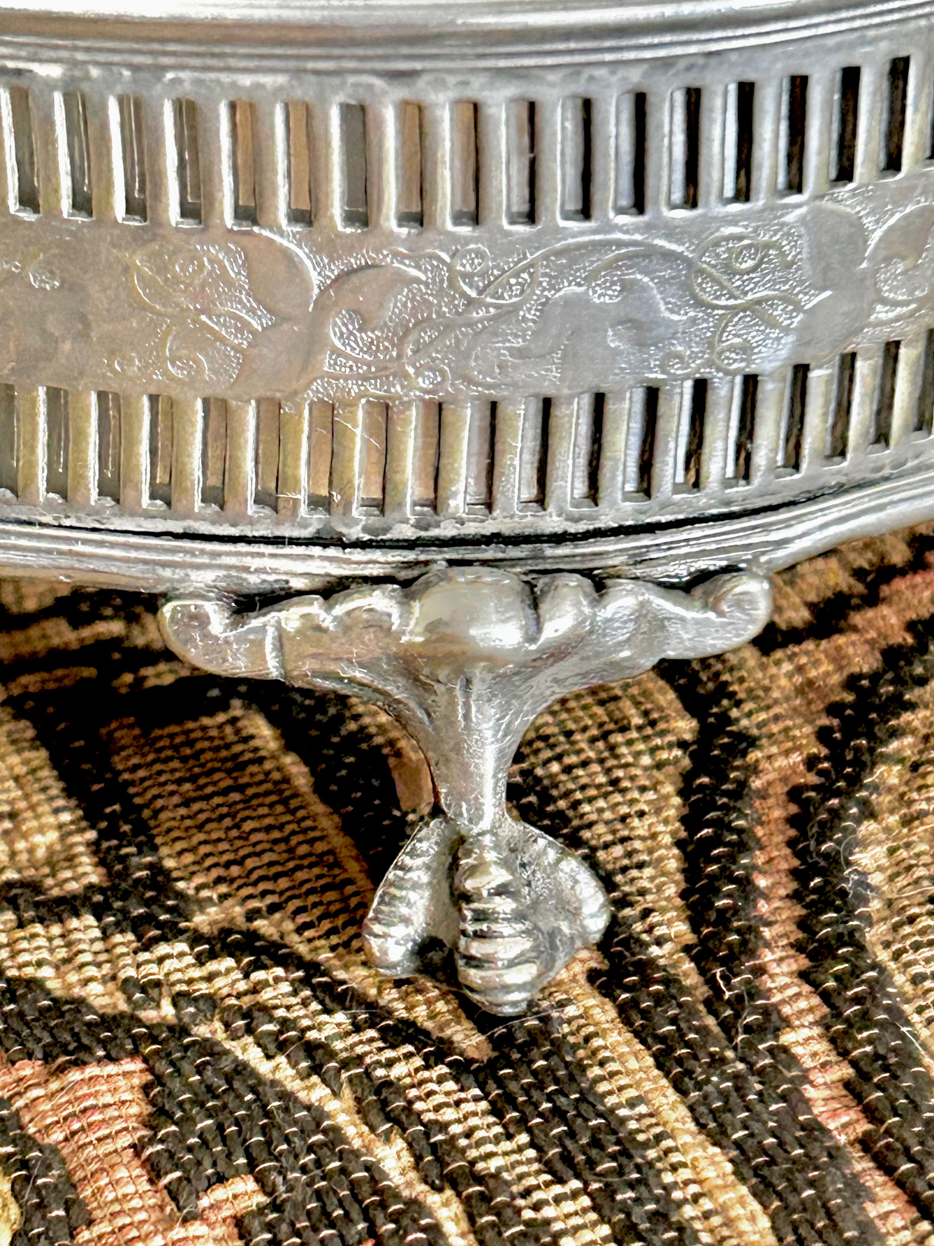 Small Vintage Silverplate Footed Basket