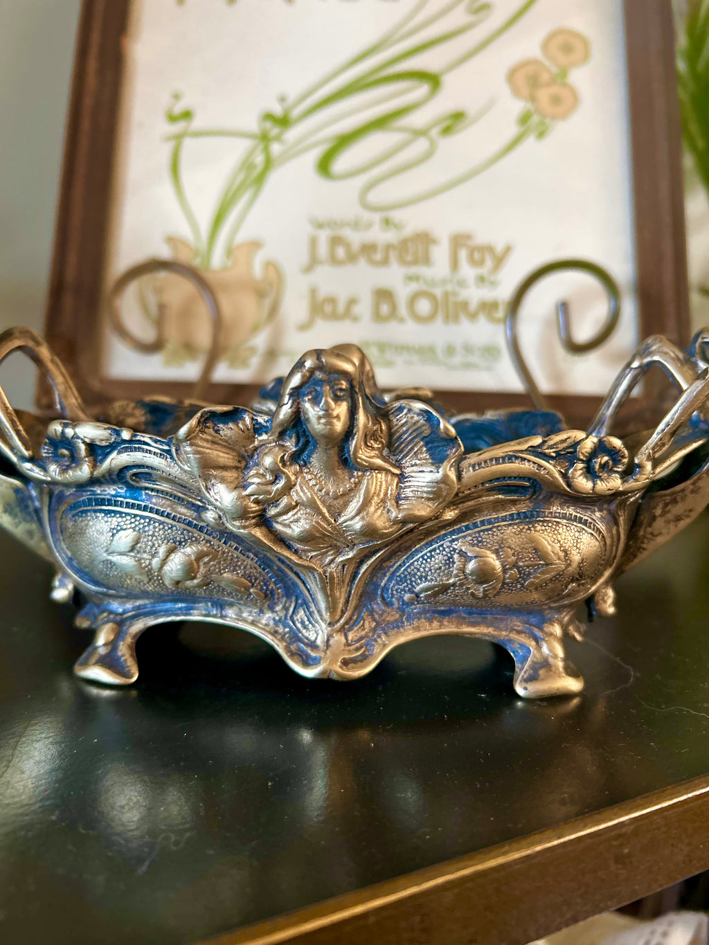 Antique Art Nouveau Brass Jardinier