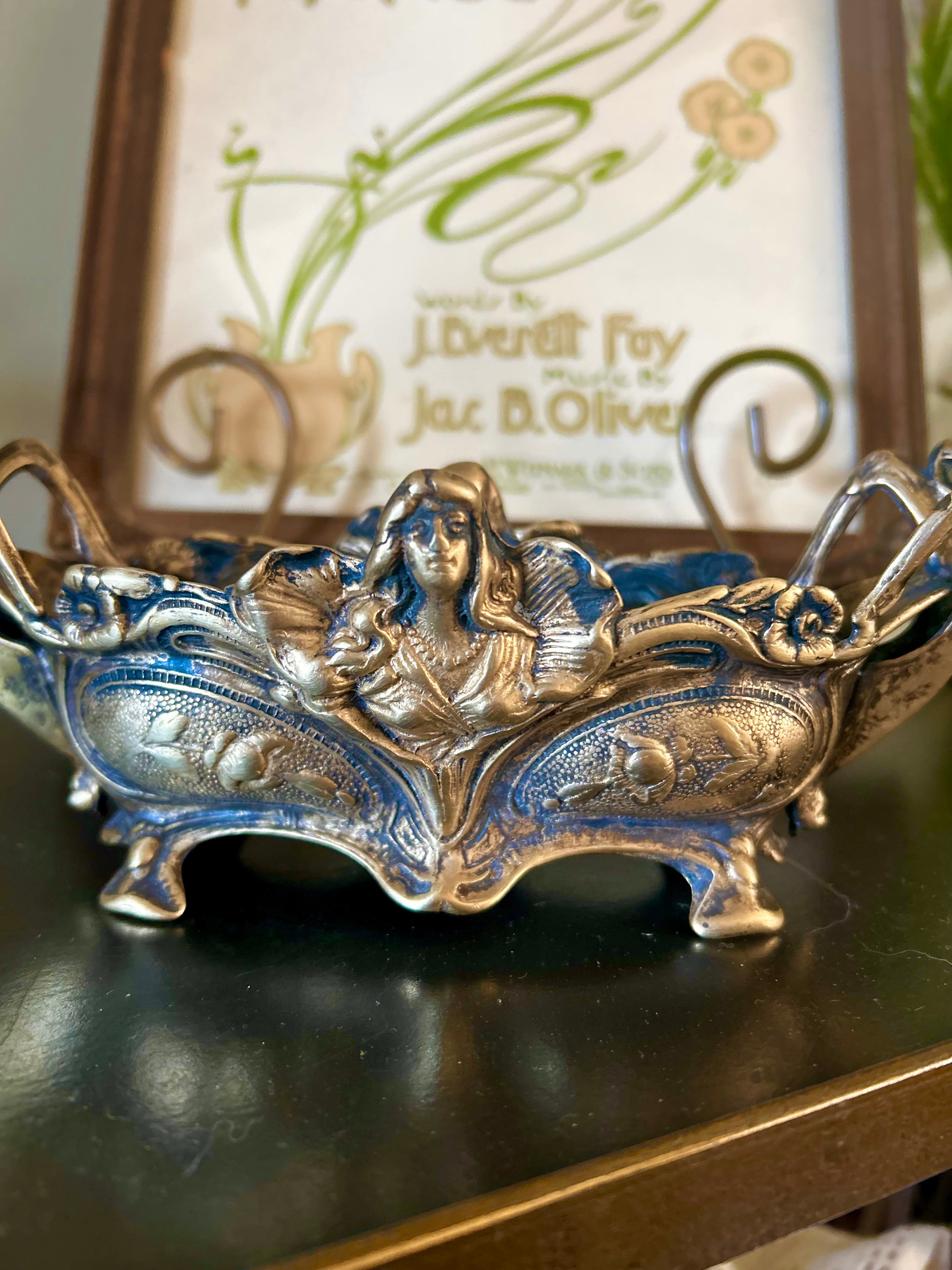 Antique Art Nouveau Brass Jardinier
