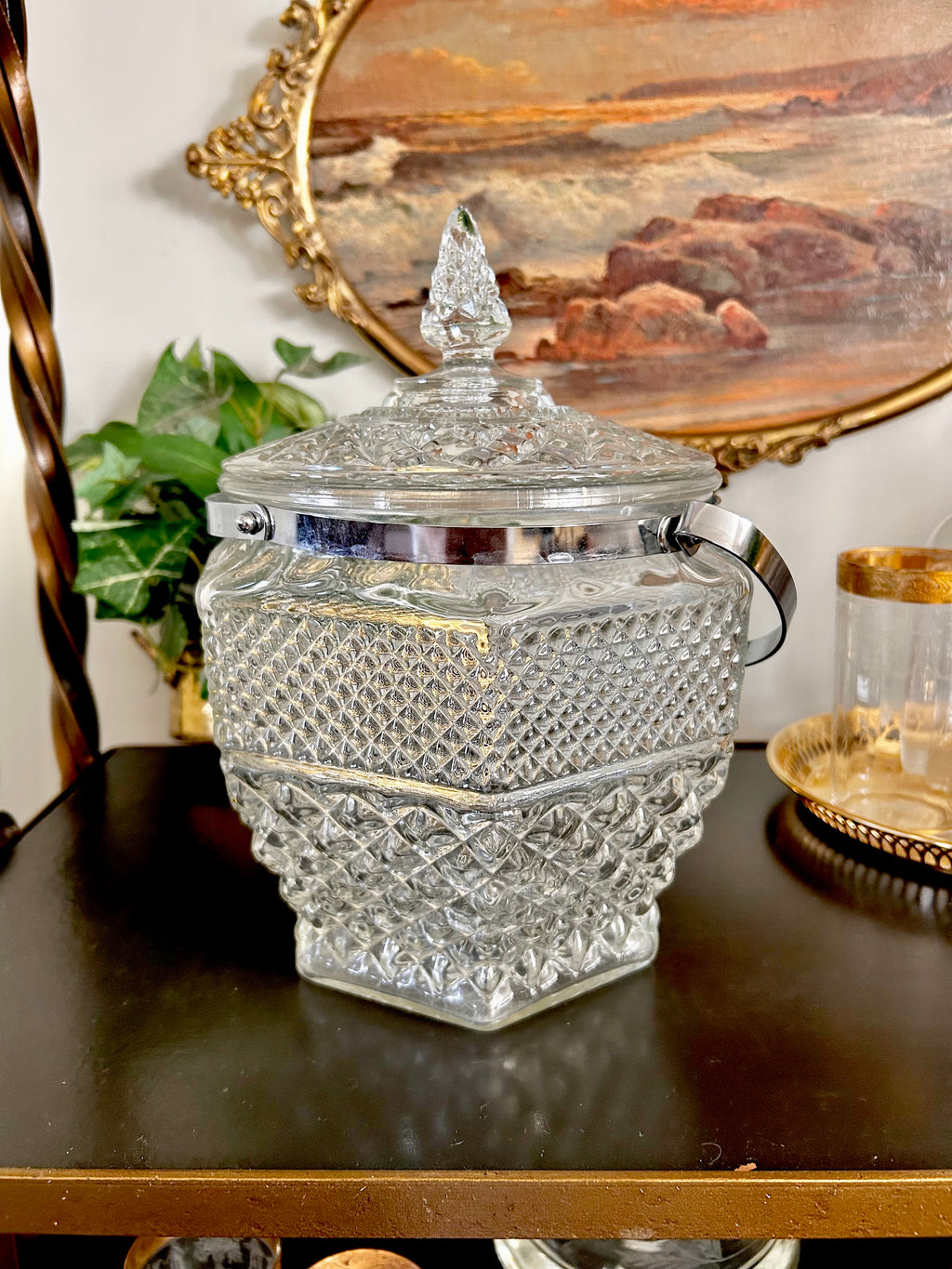 Vintage Glass Ice Bucket