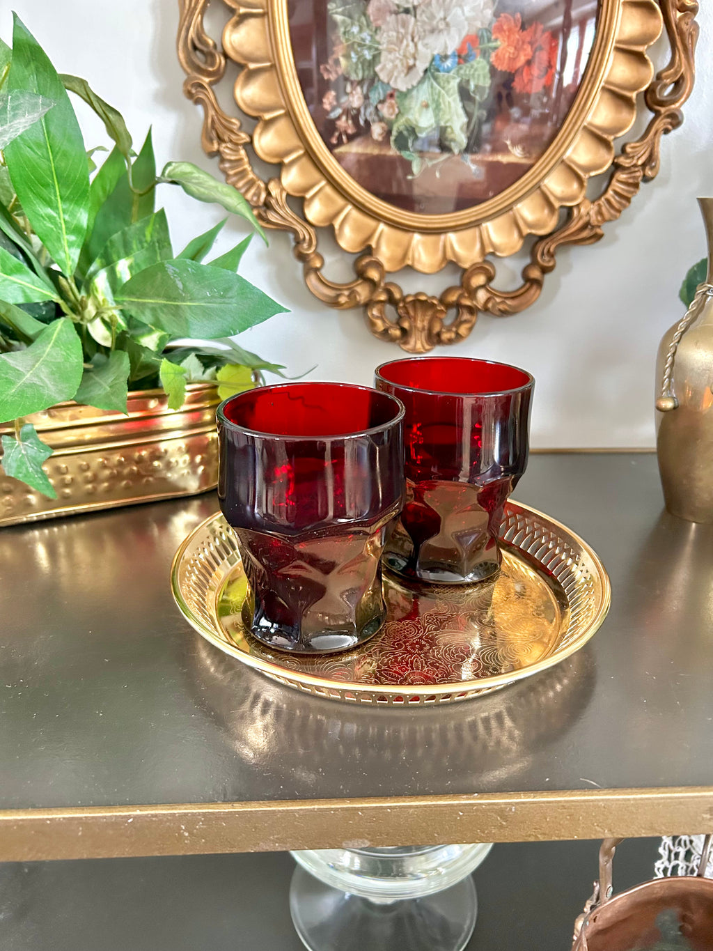Pair of Vintage Anchor Hocking Ruby Red Tumblers