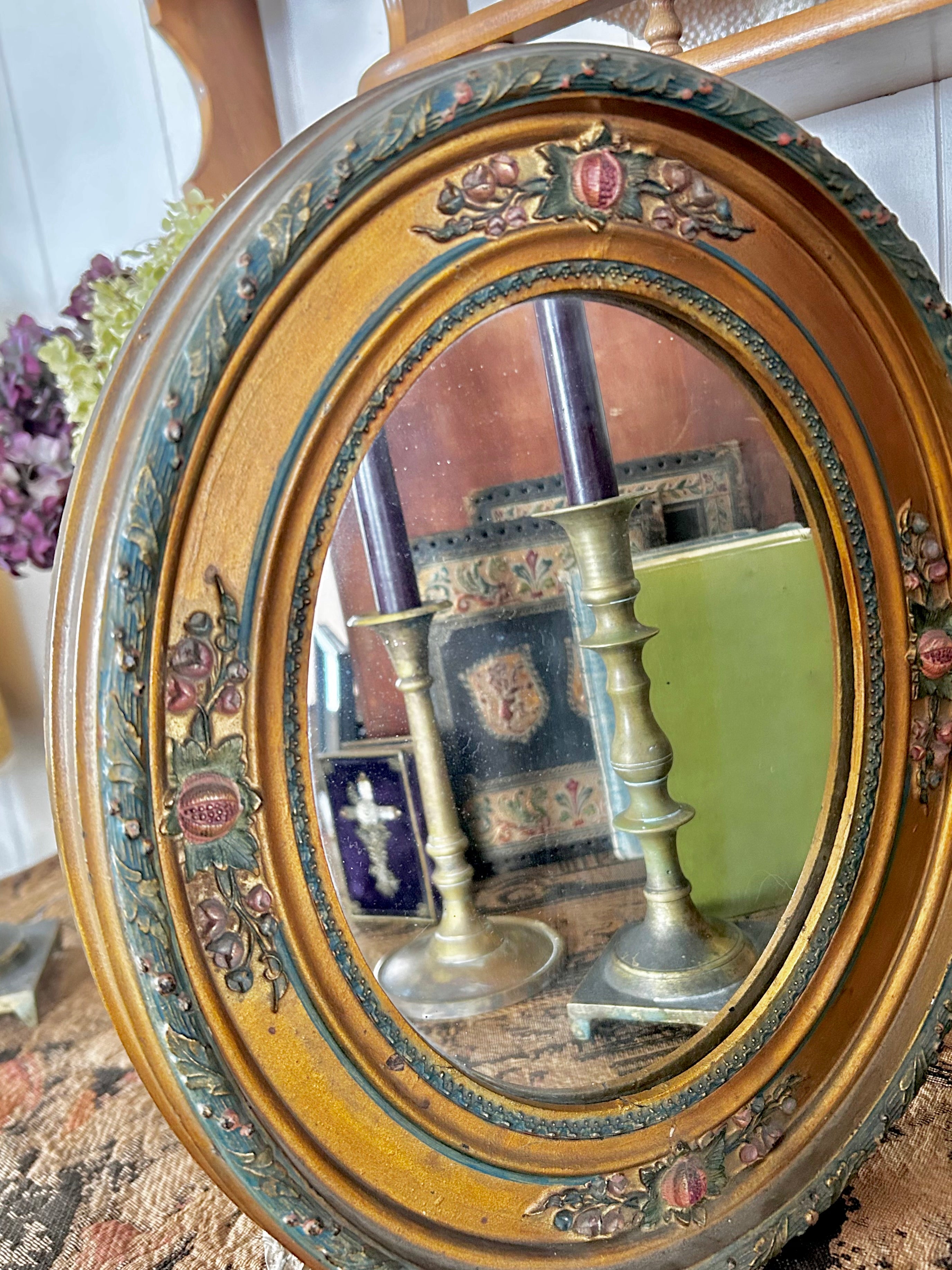 Antique Ornate Oval Mirror