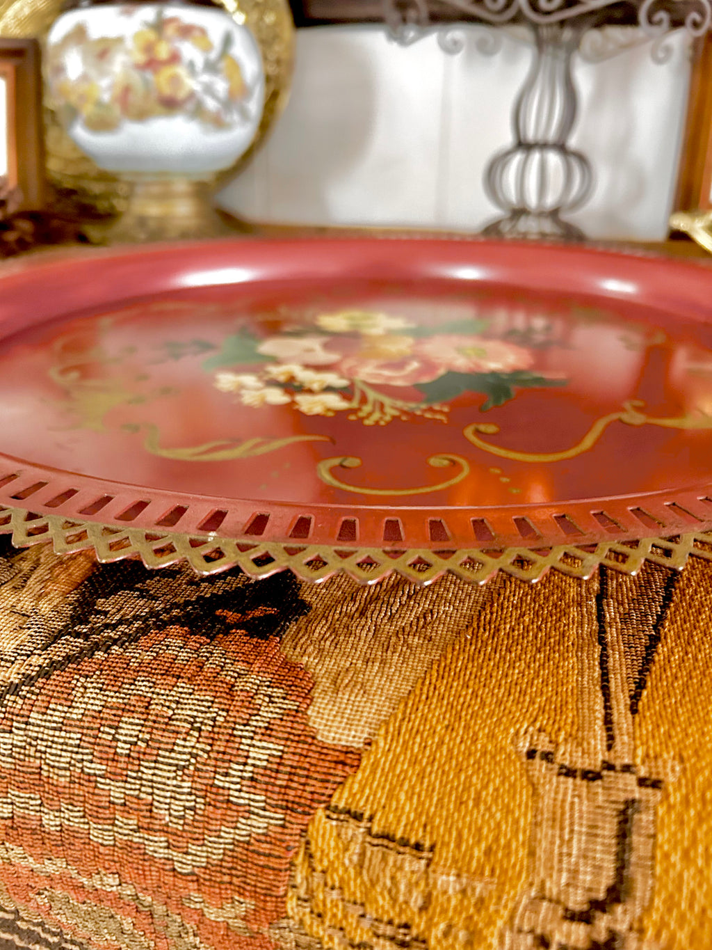 Vintage Large Handpainted Tole Tray