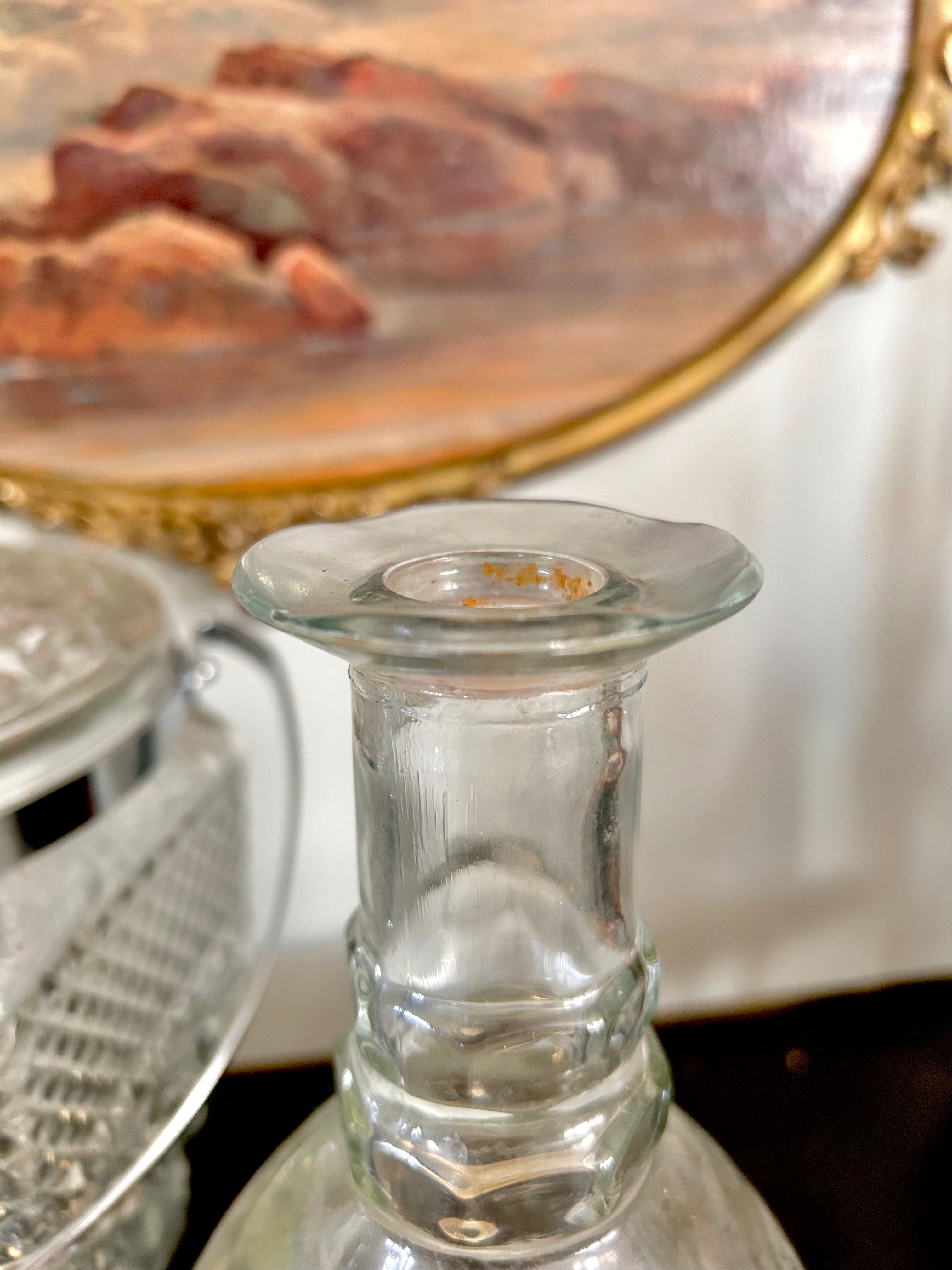 Vintage Glass Decanter Star Pattern H. Walker