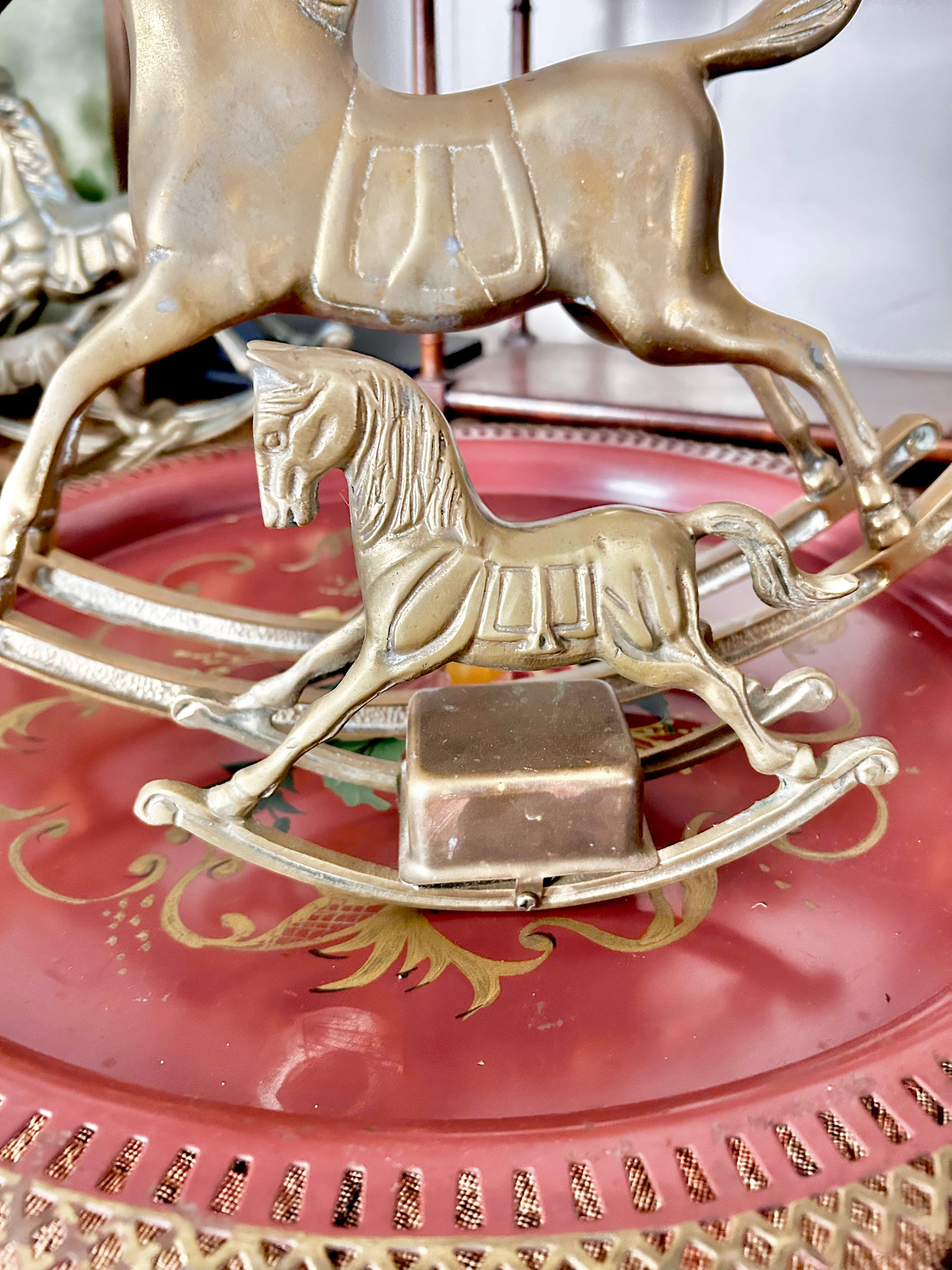 Vintage Solid Brass Rocking Horses