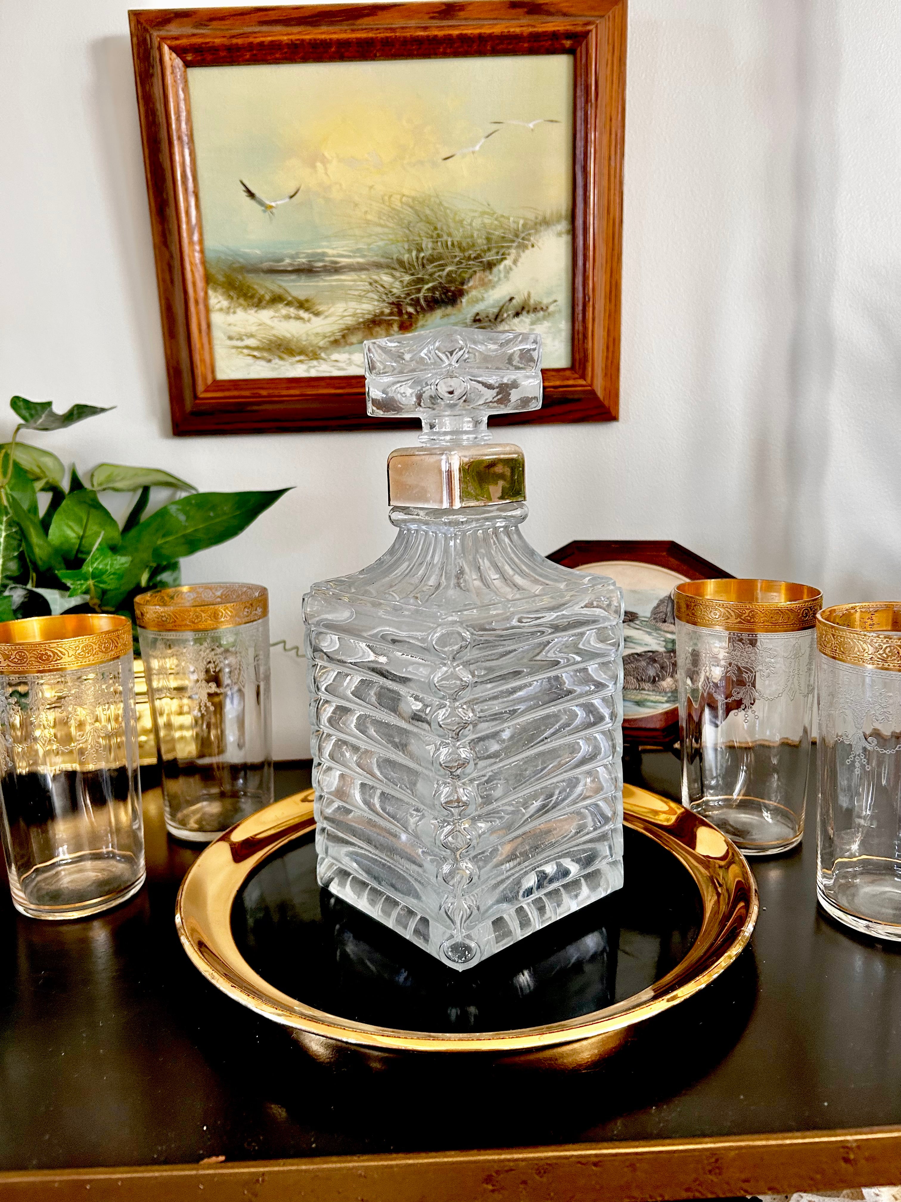 Vintage Italian Square Cut Liquor Bottle