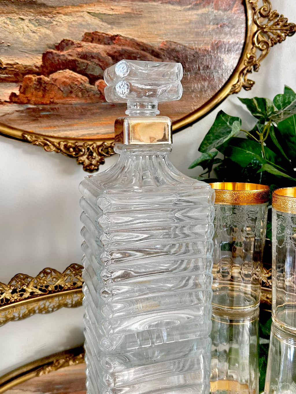 Vintage Italian Square Cut Liquor Bottle