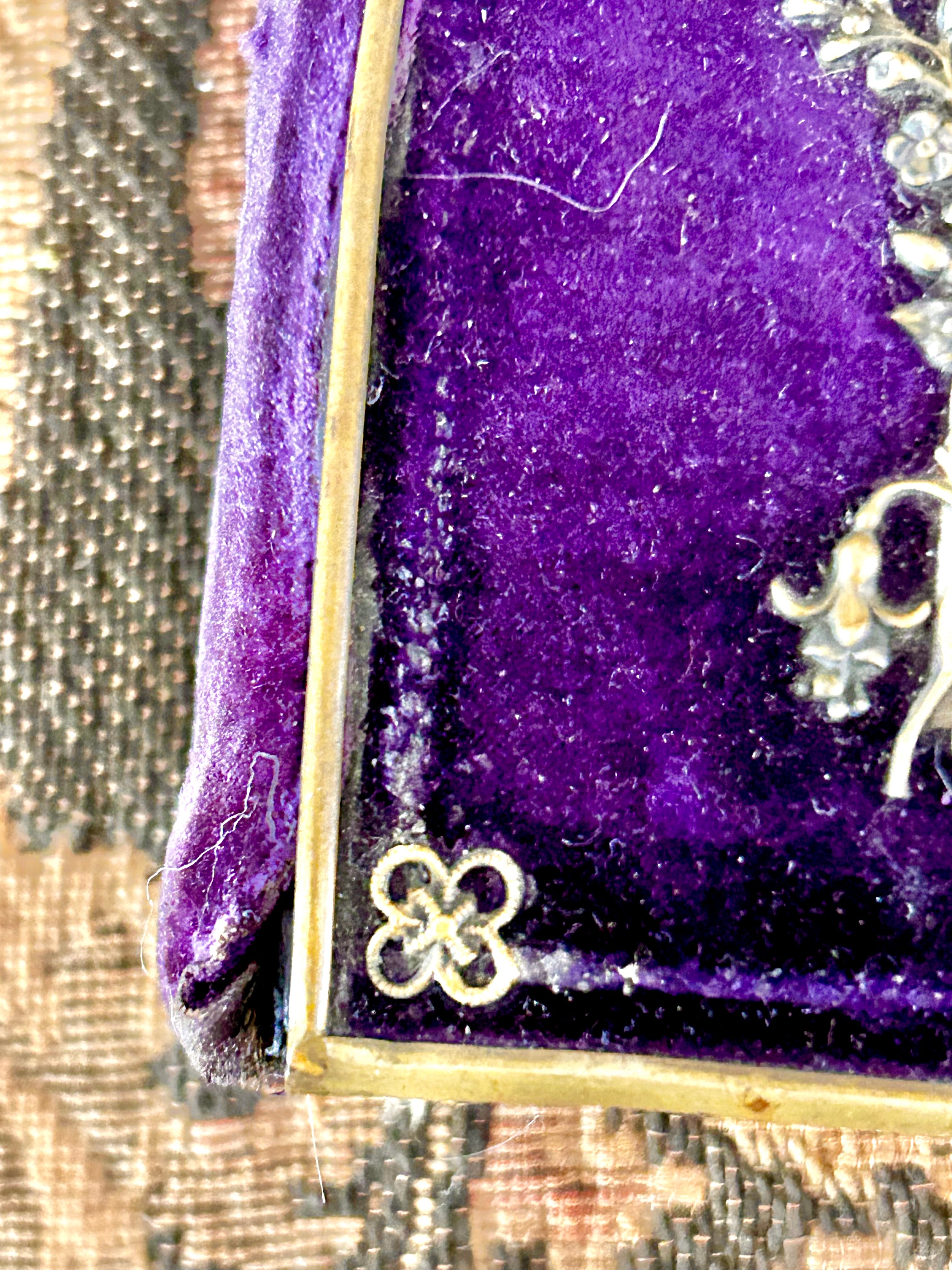 Antique 1880s Velvet Brass Pocket Prayer Book