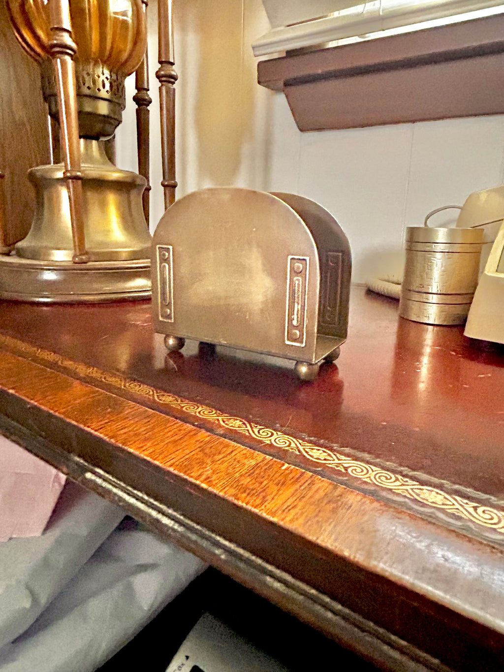 Antique Art Deco Bradley Hubbard Brass Letter Holder