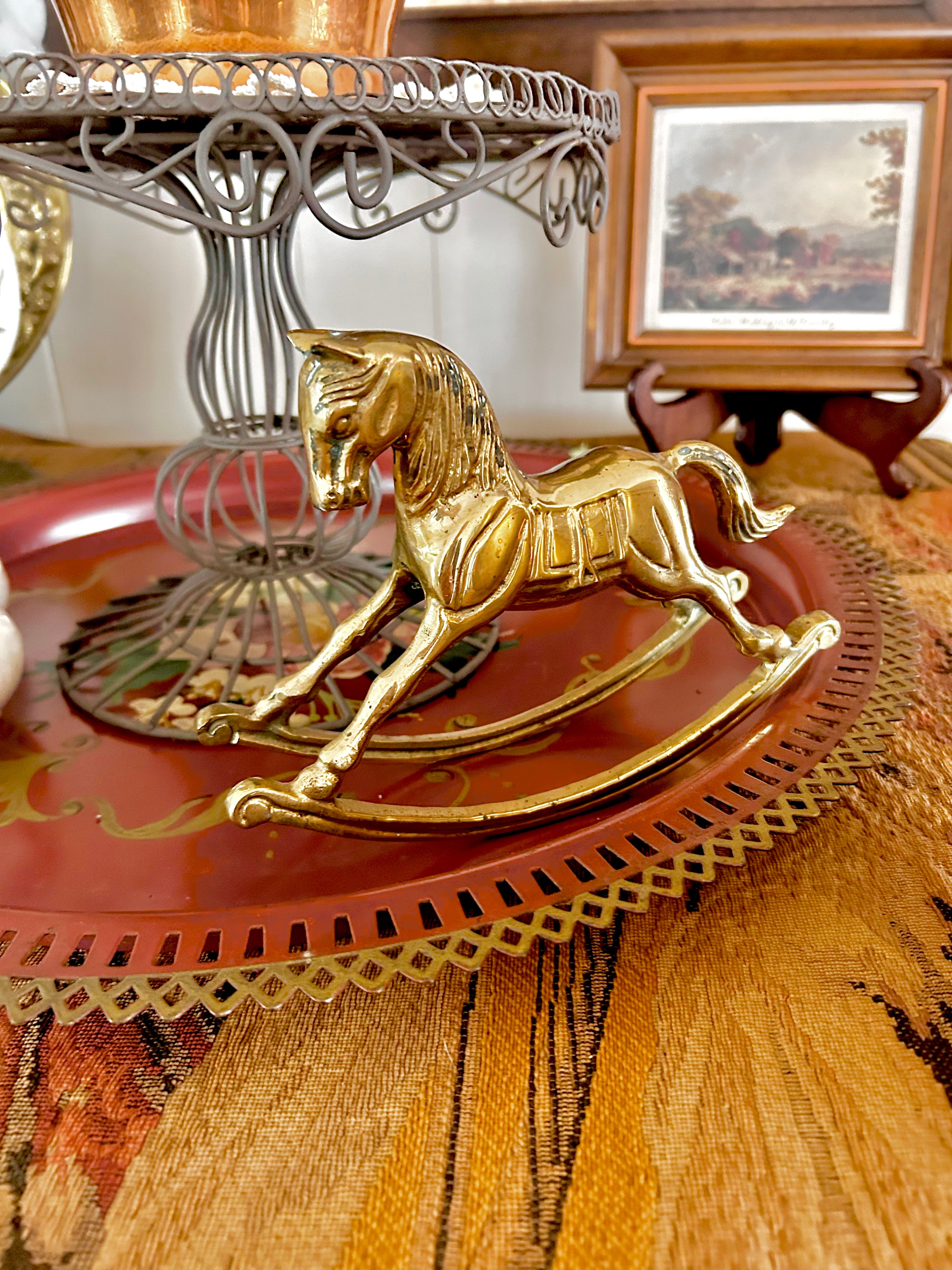 Vintage Solod Brass Rocking Horse