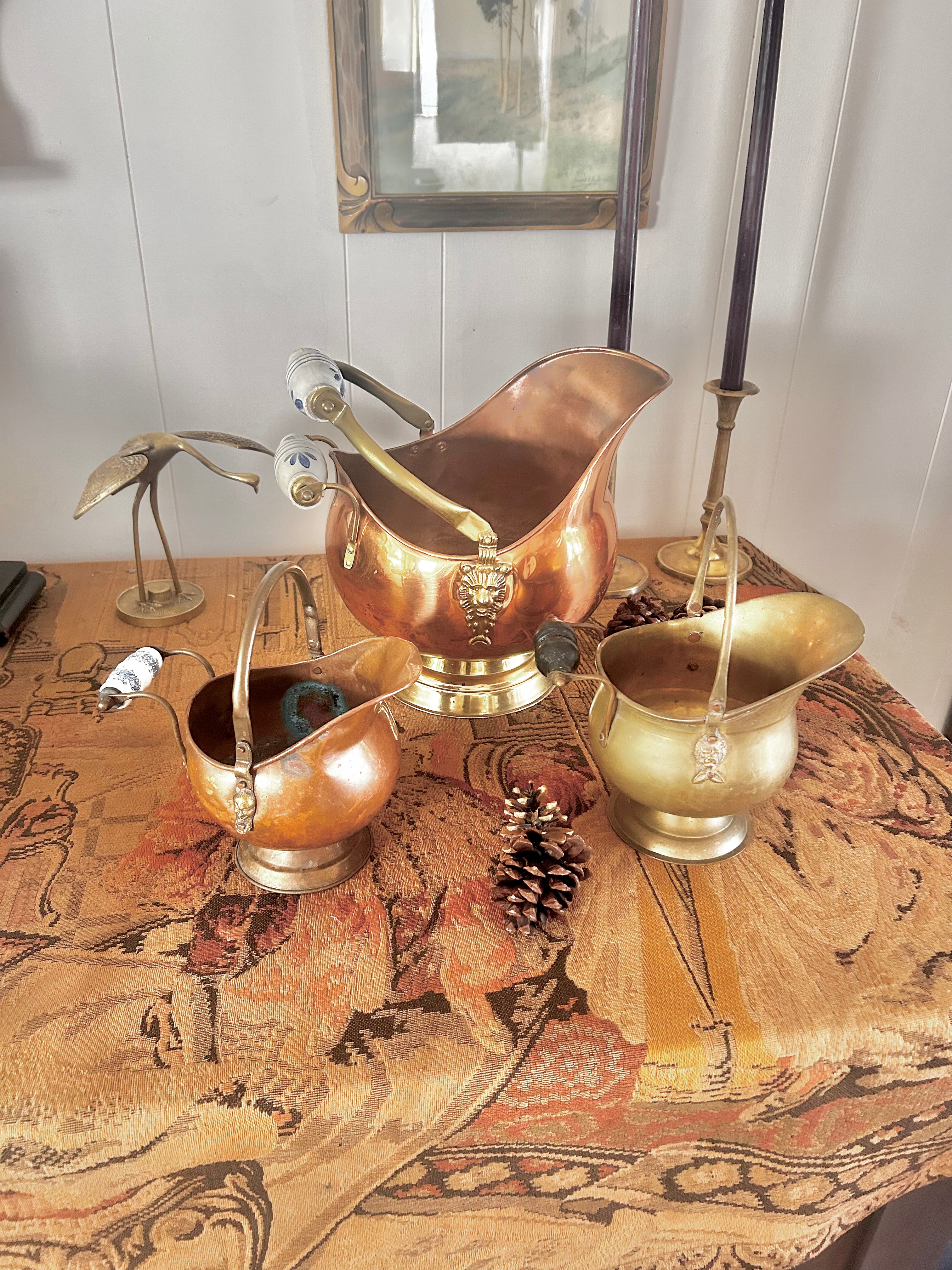 Vintage Copper and Brass Scuttles