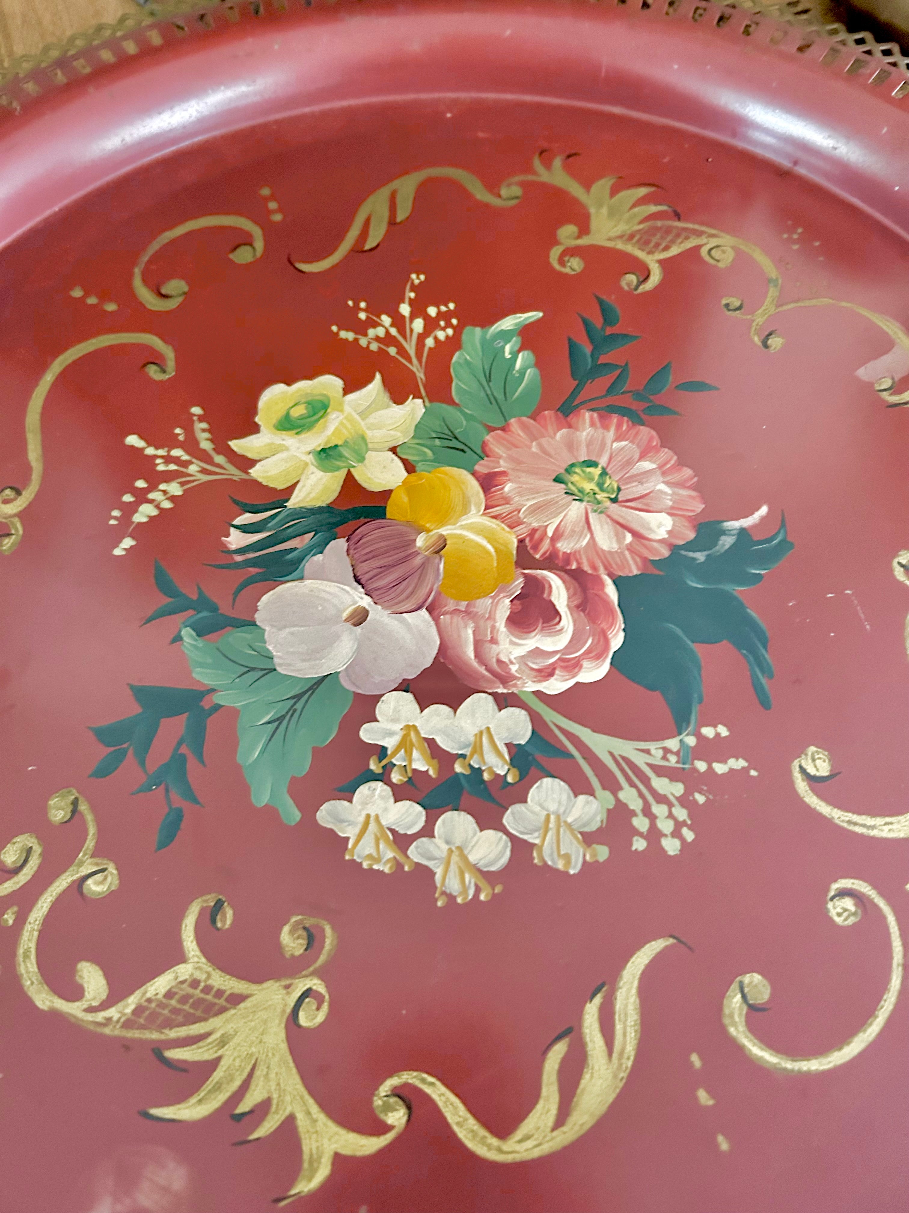 Vintage Large Handpainted Tole Tray