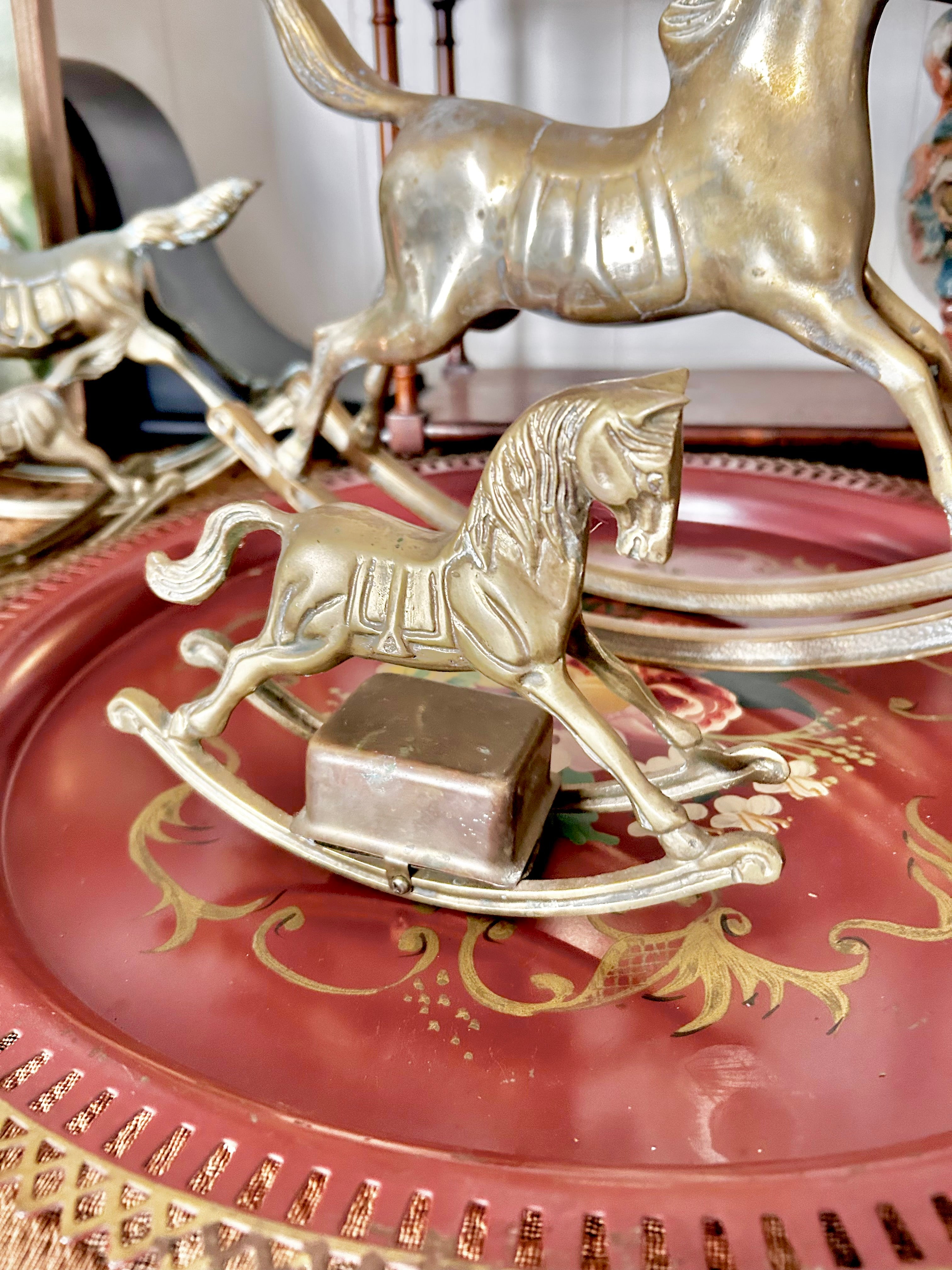 Vintage Solid Brass Rocking Horses