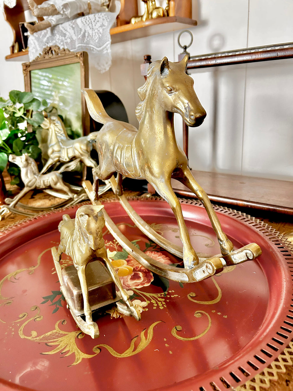 Vintage Solid Brass Rocking Horses