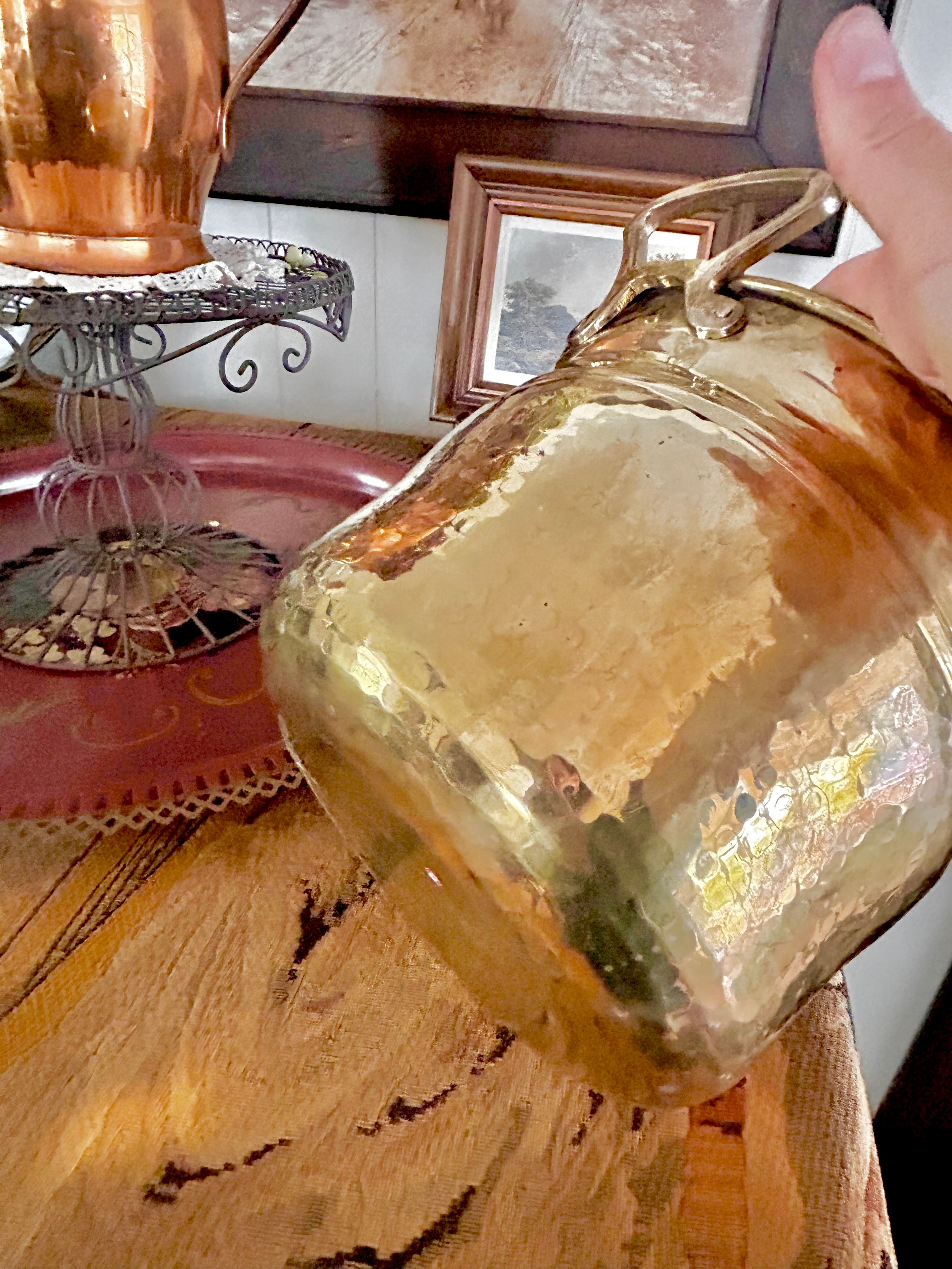 Vintage Hammered Brass Cachepot