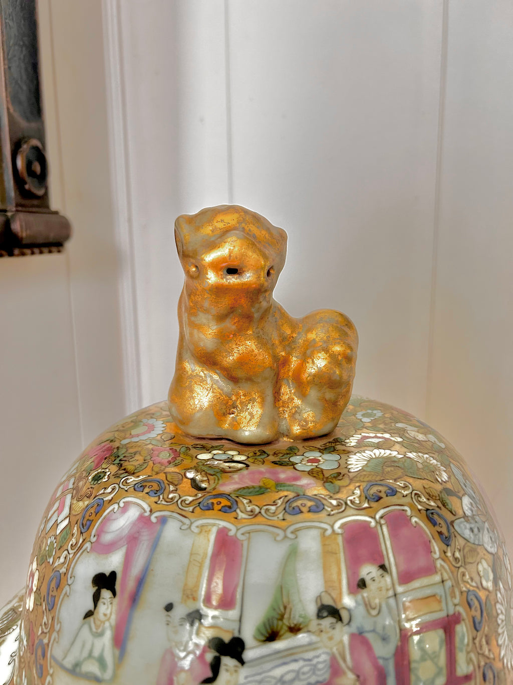 Antique Huge Sized Famille Rose (Medallion) Floor Ginger Jar Vase - flawless
