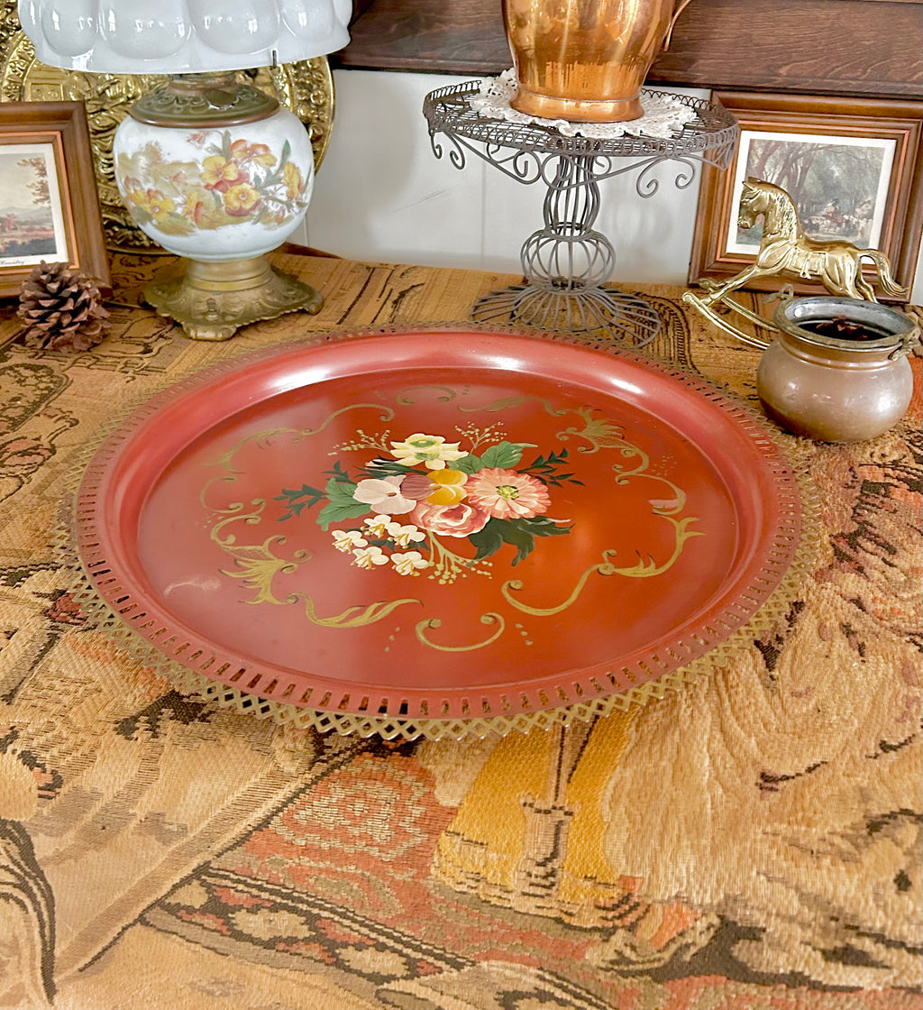 Vintage Large Handpainted Tole Tray