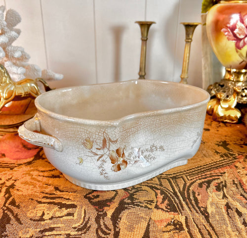 Antique Johnson Bros England Semi Porcelain Stained Ironstone Large Casserole Dish