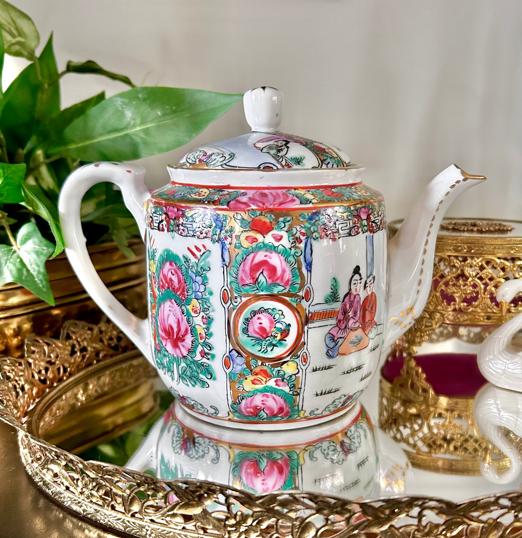Vintage Rose Medallion Teapot