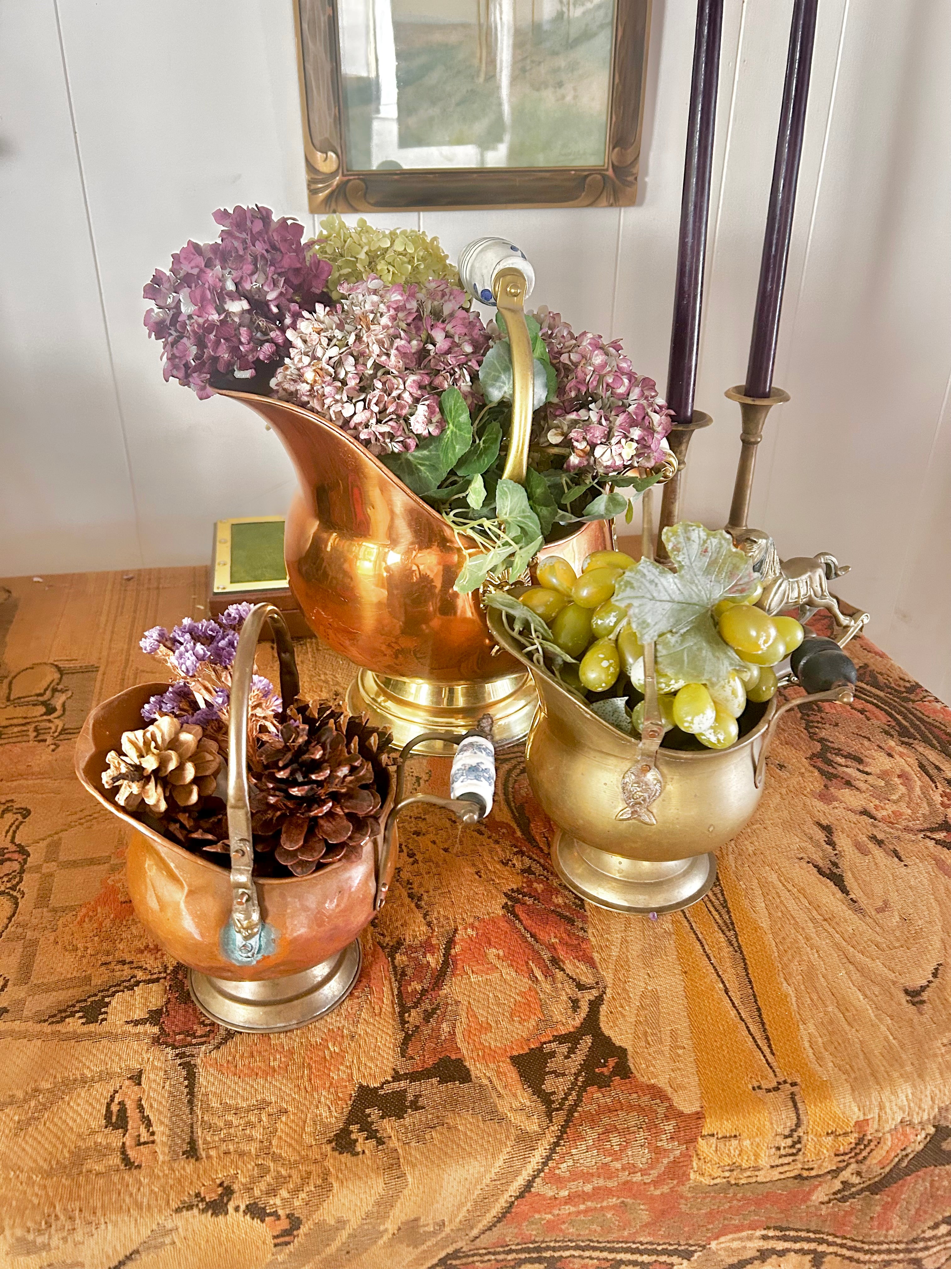 Vintage Copper and Brass Scuttles