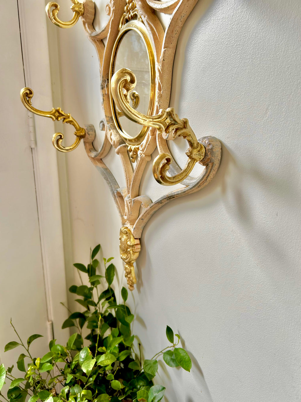 Antique French Solid Brass and Cast Metal Mirror Wall Hooks