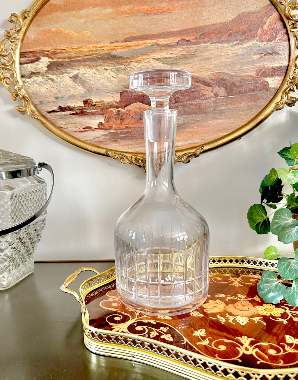 Vintage MCM Cut Crystal Glass Decanter