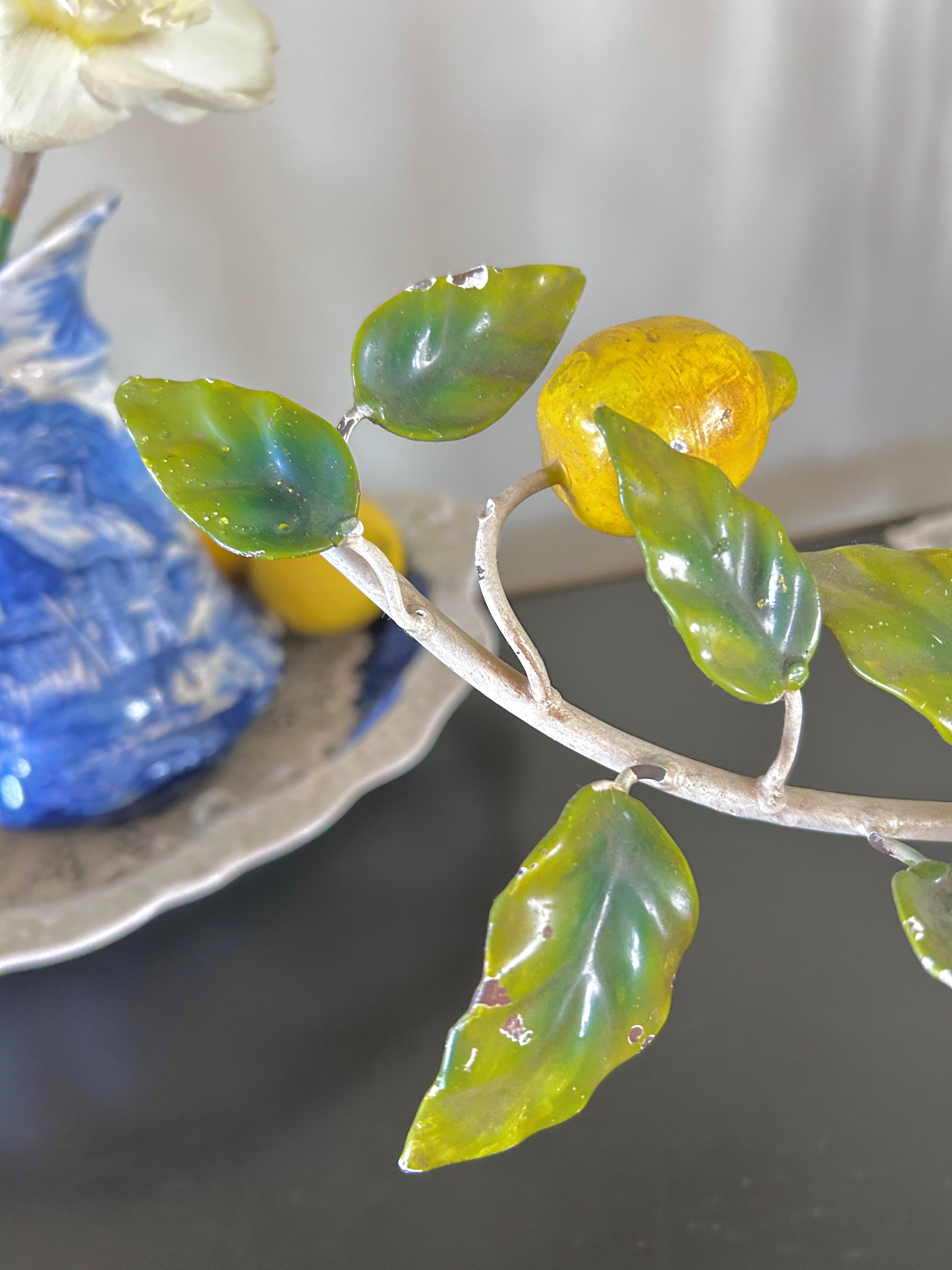 Antique Italian Lemon Branch Tole Candle Sconce