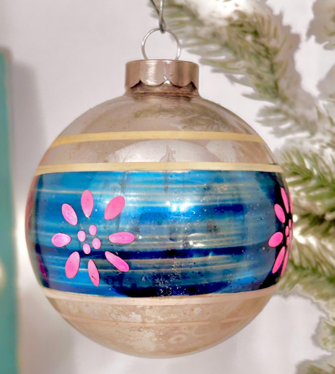 Vintage Mercury Glass Christmas Ornaments - Tree Ornaments of various designs and colors - Sold individually
