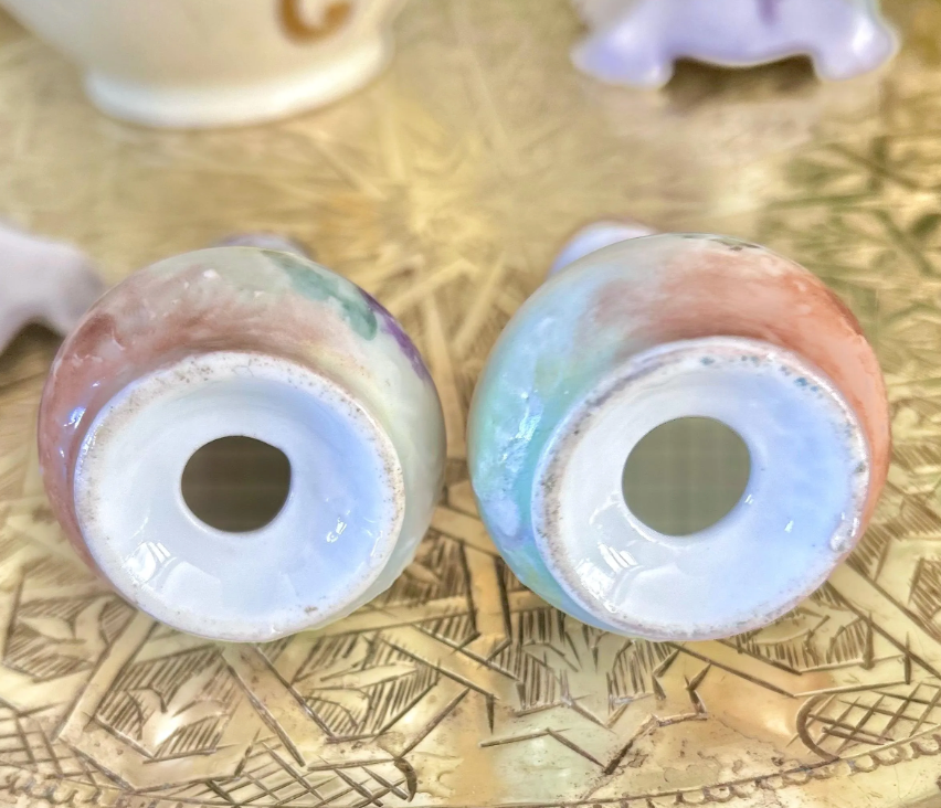 Antique Porcelain Hand-Painted Floral Salt Pepper Shakers - Choose from various pairs