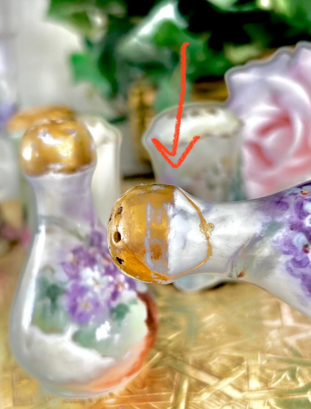 Antique Porcelain Hand-Painted Floral Salt Pepper Shakers - Choose from various pairs