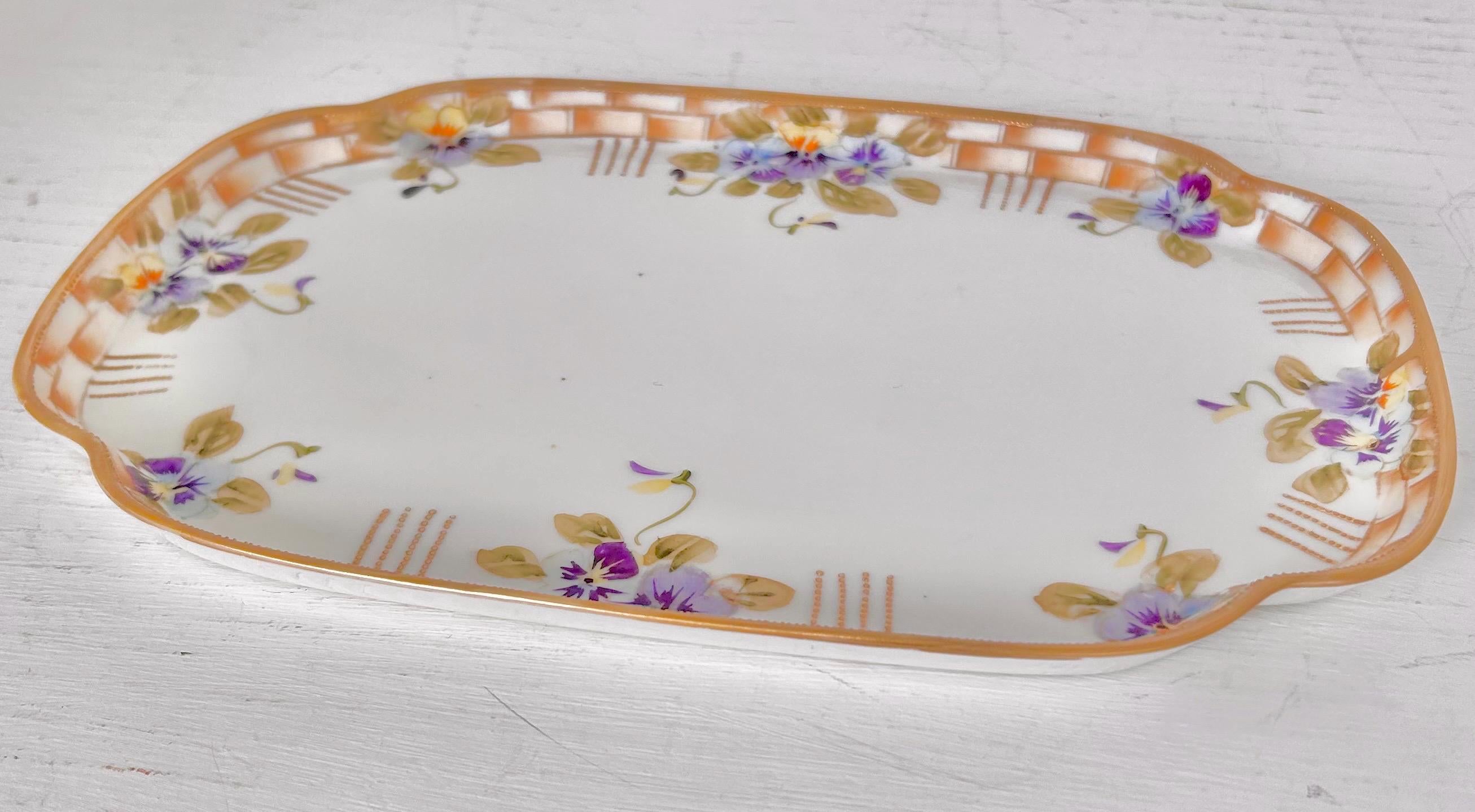 Vintage Noritake Porcelain Small Tray with Handpainted Violets