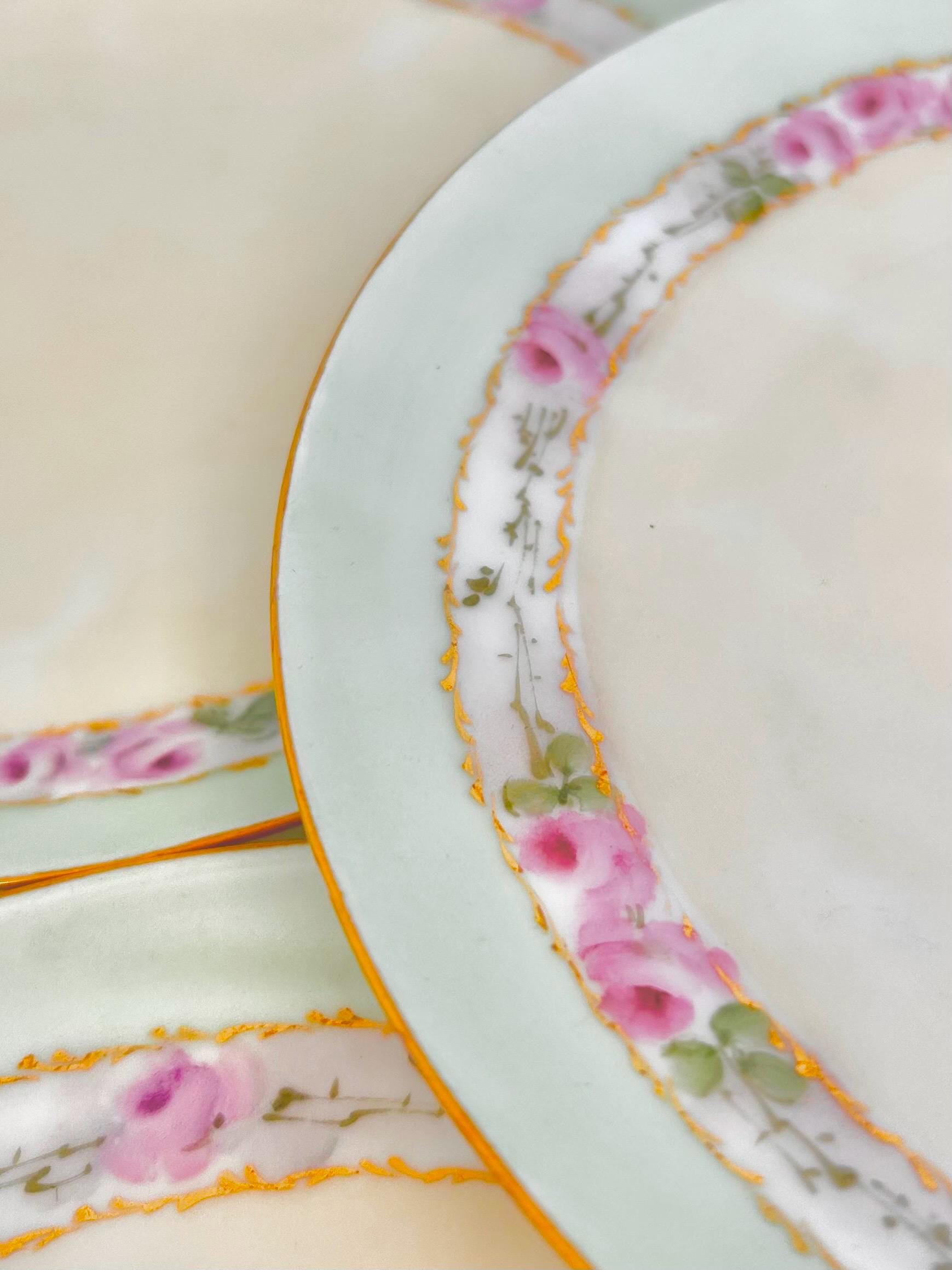 Antique Hand Painted Porcelain Plates Set of 6 Moritz Zdekauer Austria