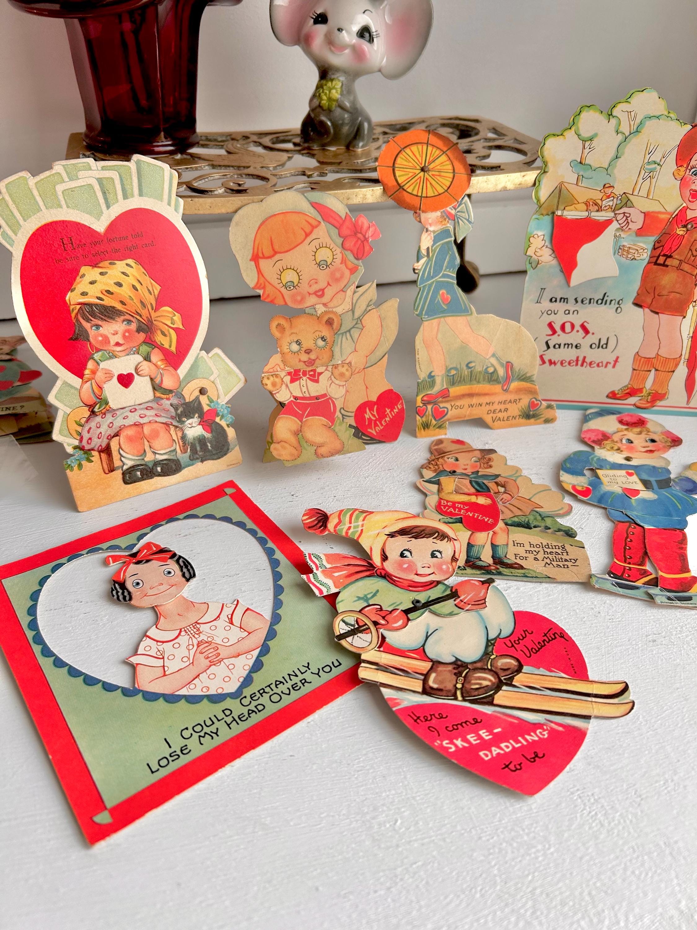 Vintage Die-Cut Paper Valentine: 1930s/40s Moveable Love Greeting