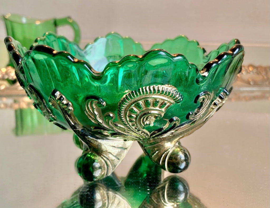 Antique EAPG Emerald and Gold Trim Glassware: Choose from 4