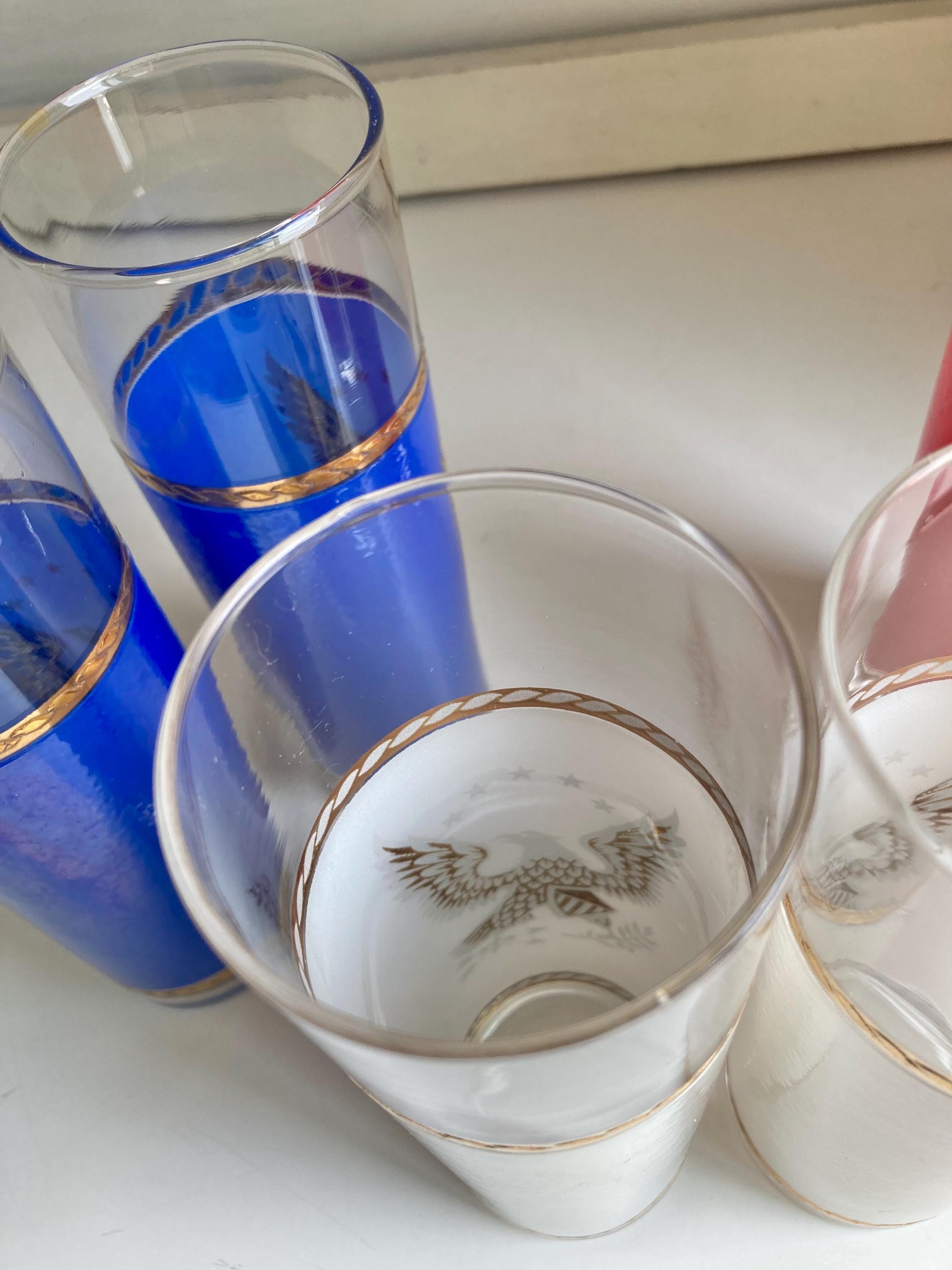 Vintage 1976 Libbey Bicentennial Collins Glasses: Golden Eagle Set of 6