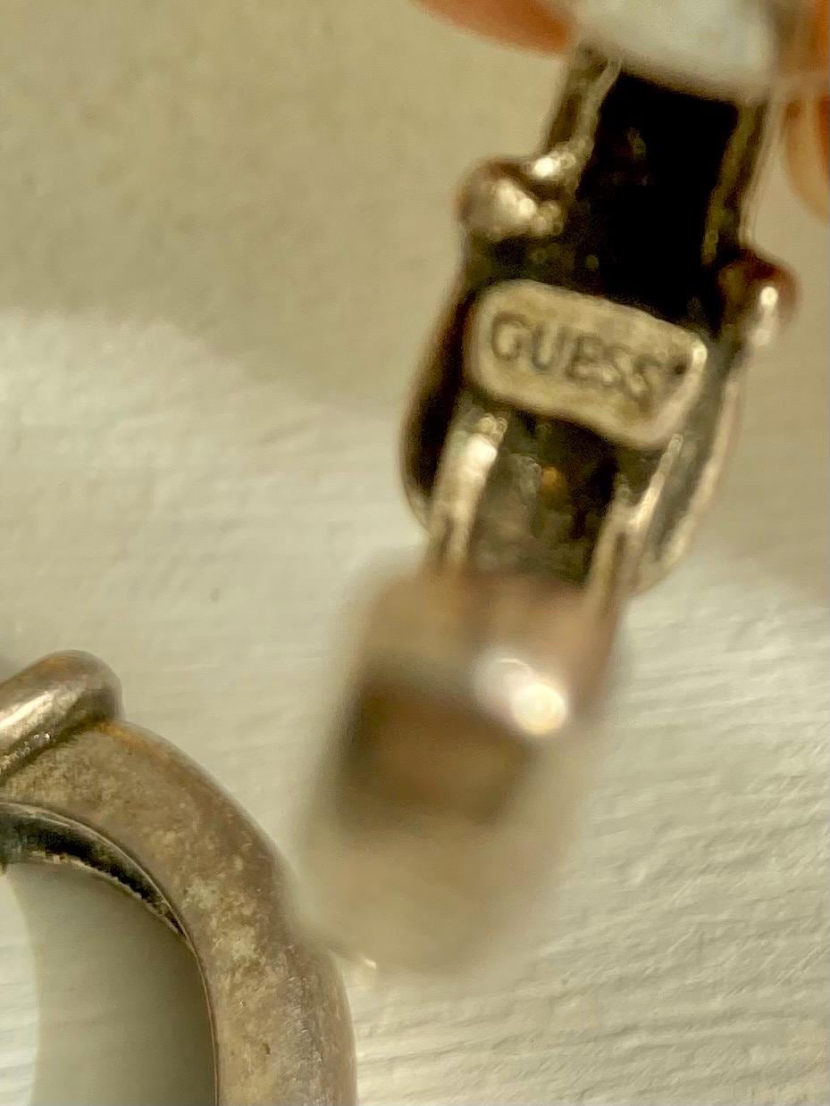 Vintage GUESS Silver Tone Belt Buckle Hoop Earrings
